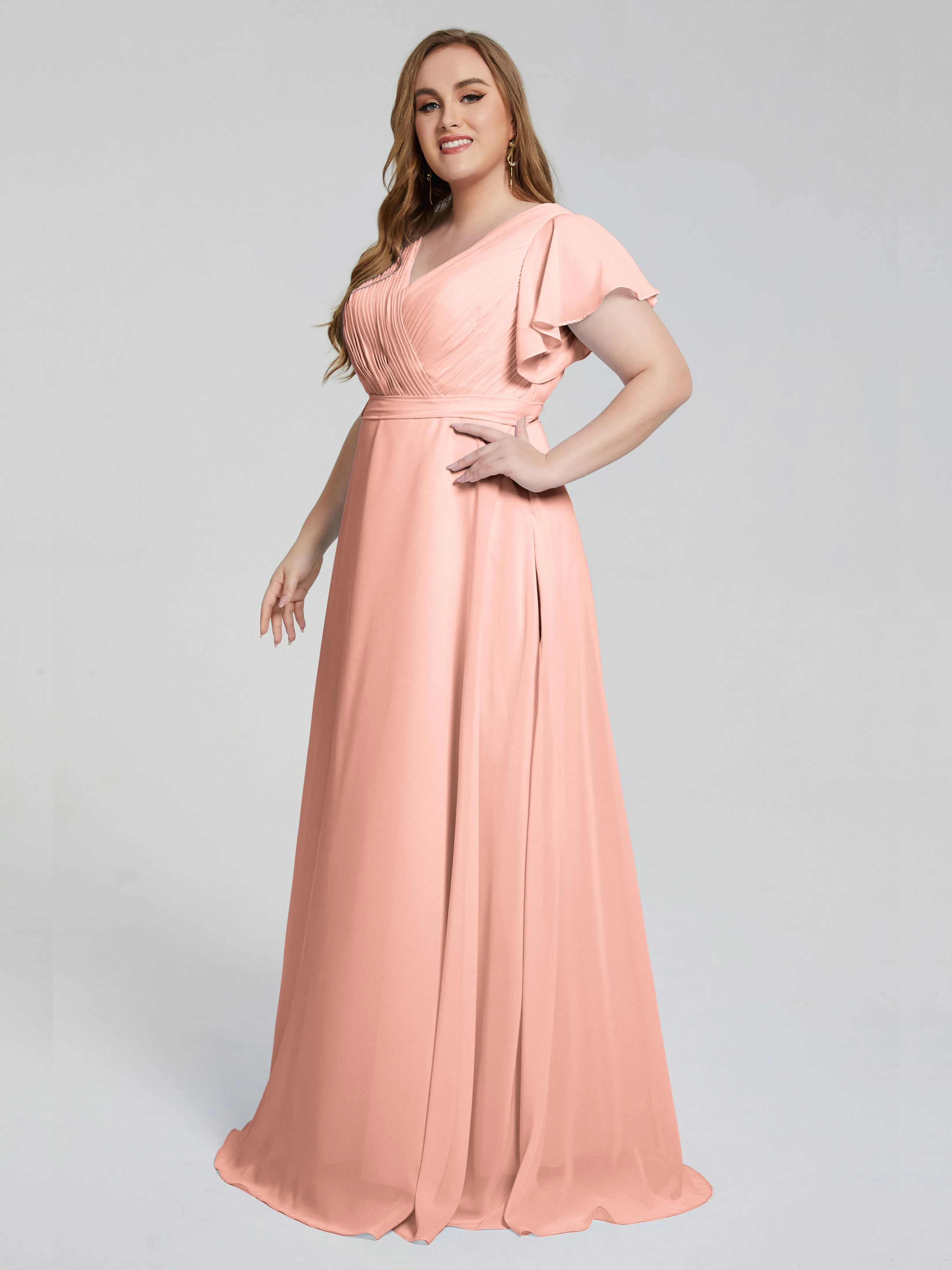 Plus Size Long Bridesmaid Dresses with Sleeves