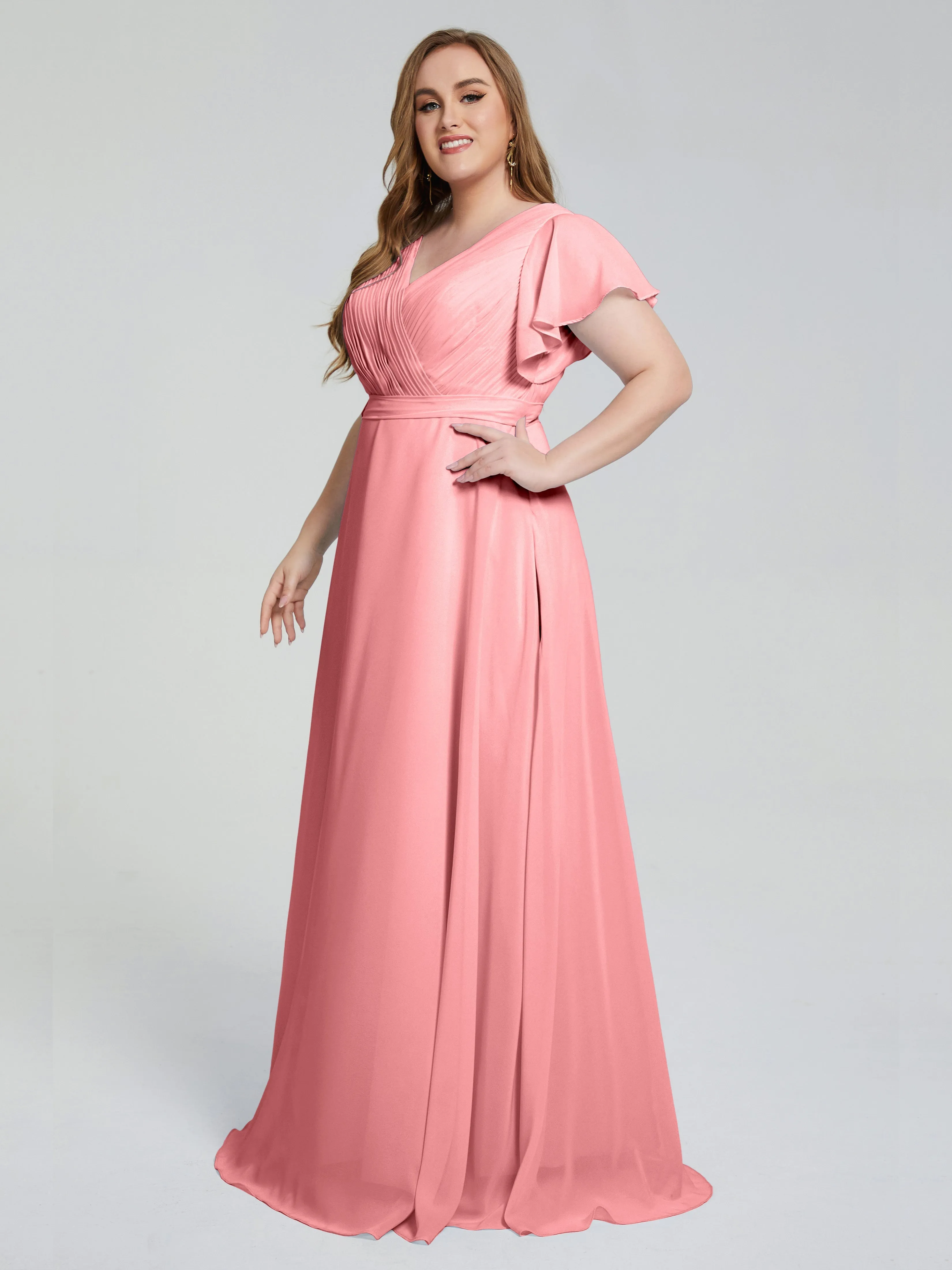Plus Size Long Bridesmaid Dresses with Sleeves