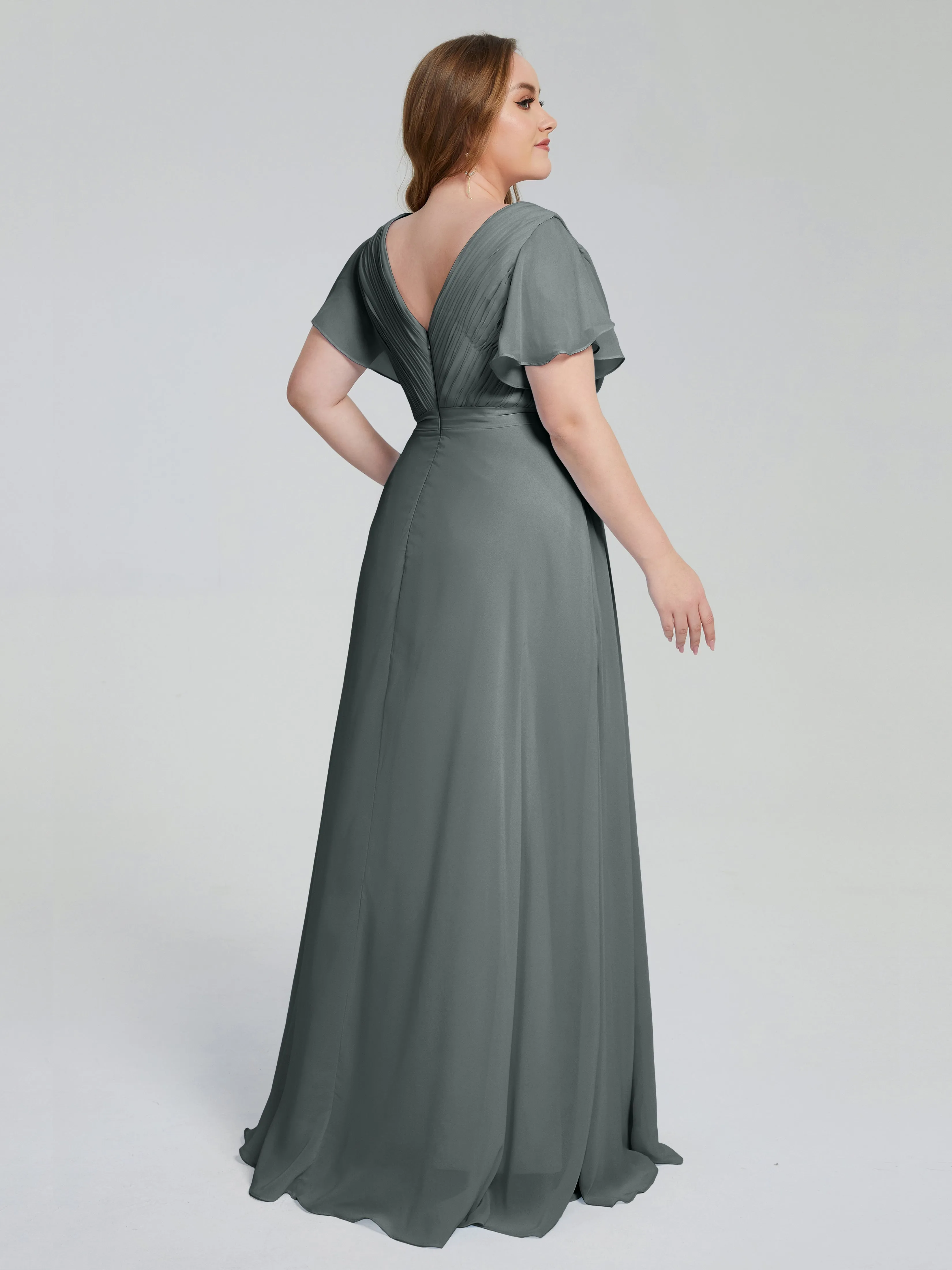 Plus Size Long Bridesmaid Dresses with Sleeves