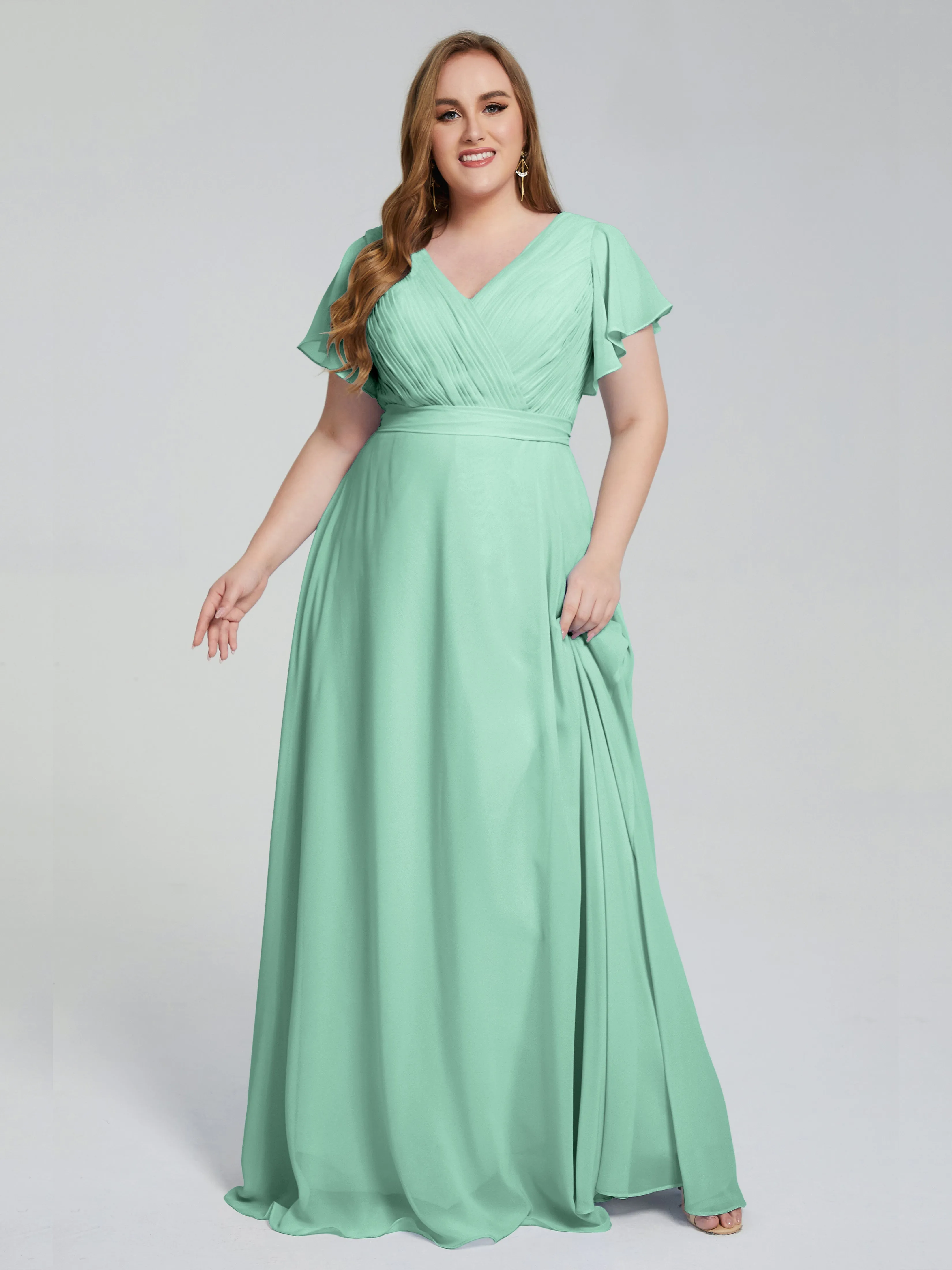Plus Size Long Bridesmaid Dresses with Sleeves