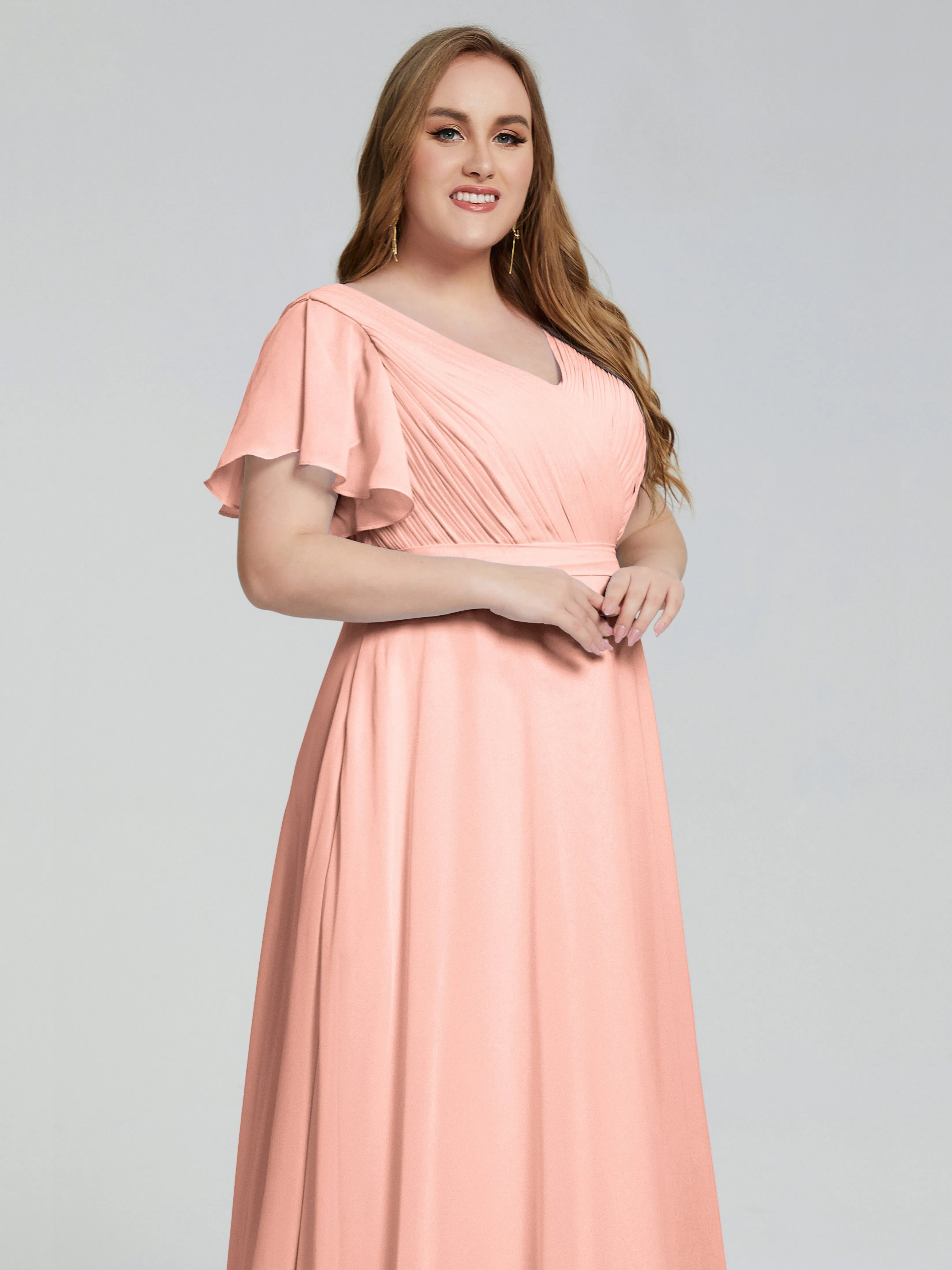 Plus Size Long Bridesmaid Dresses with Sleeves