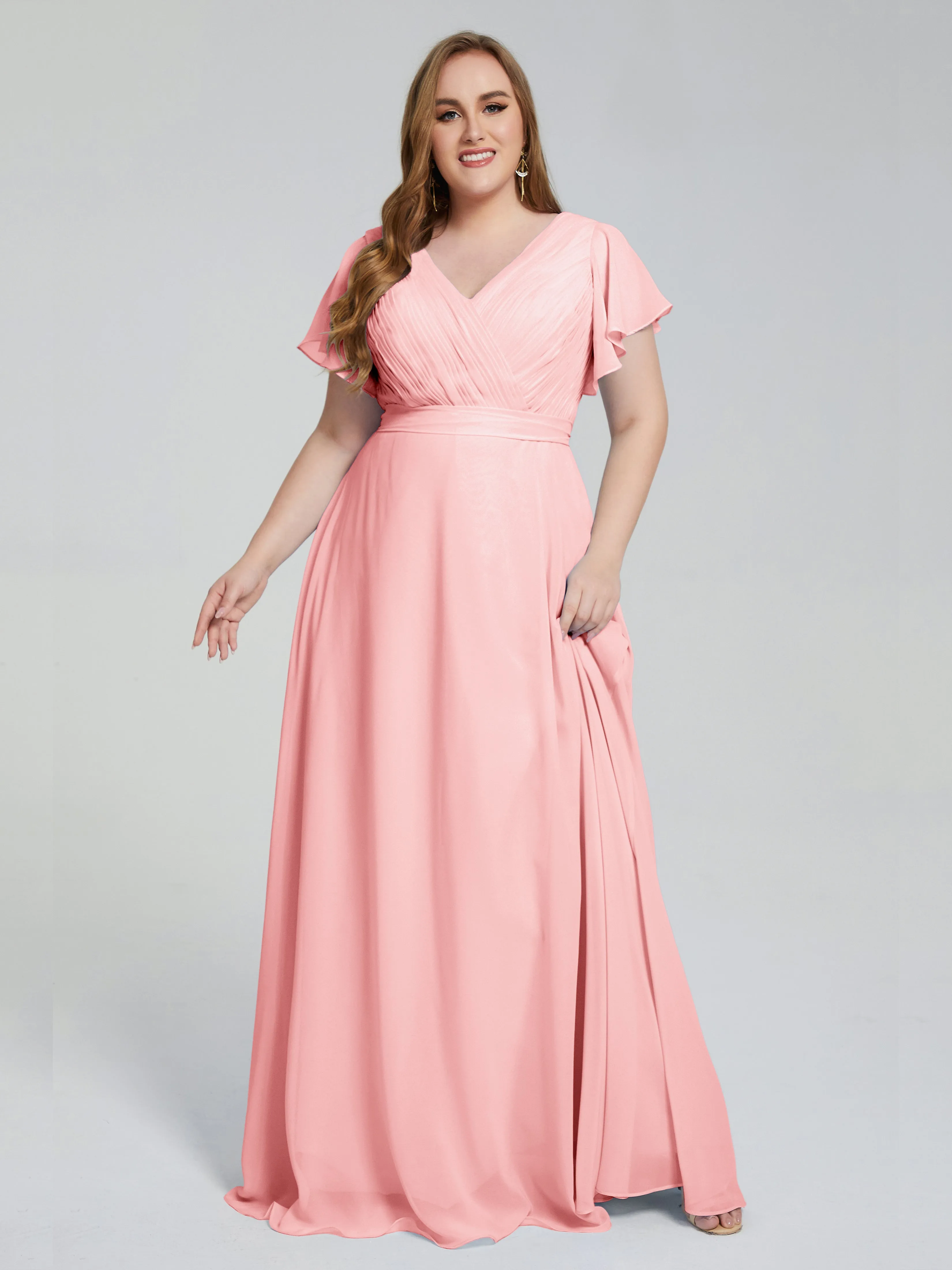 Plus Size Long Bridesmaid Dresses with Sleeves