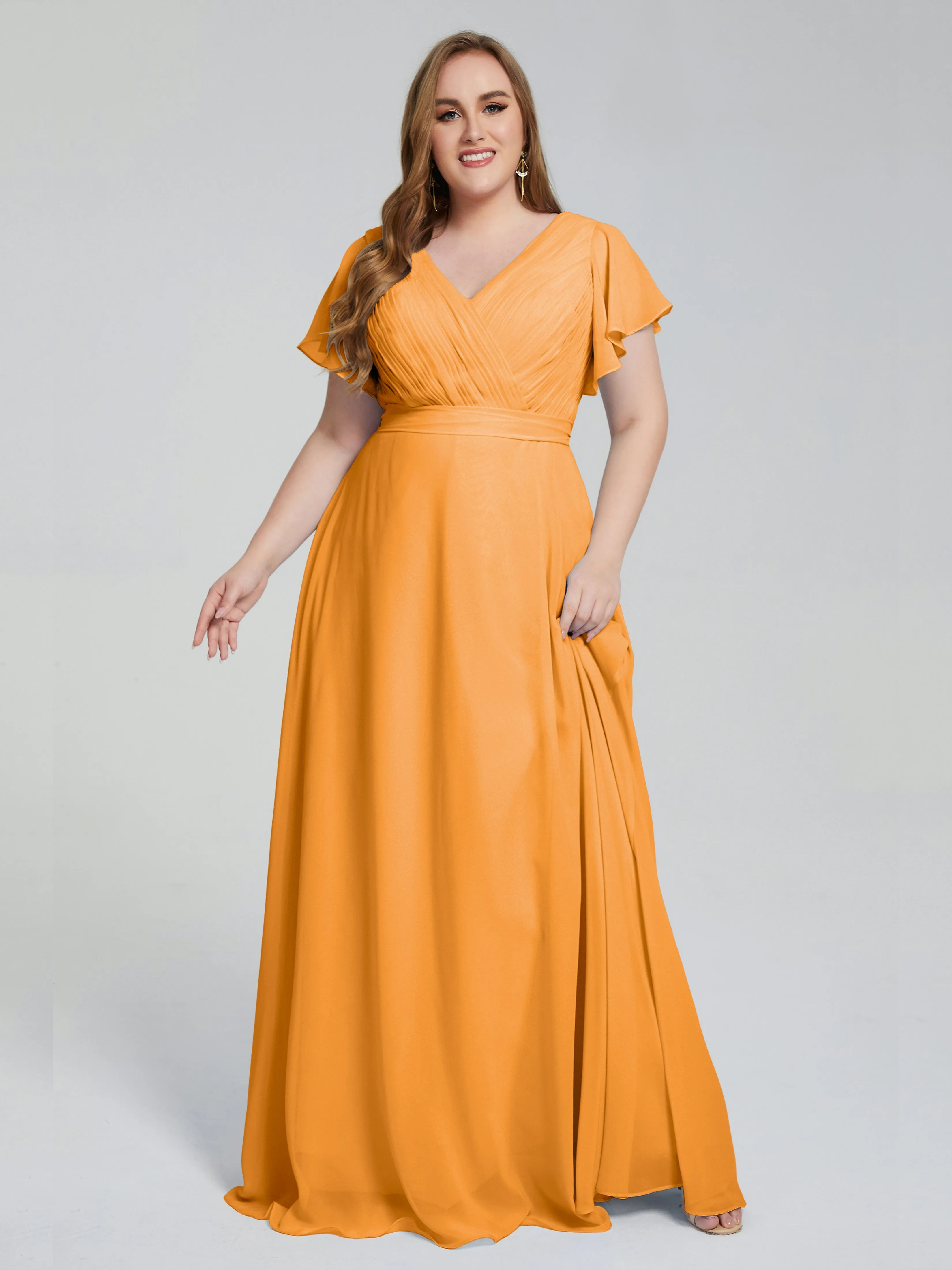 Plus Size Long Bridesmaid Dresses with Sleeves
