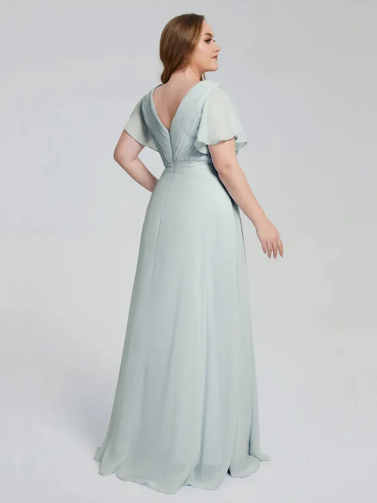 Plus Size Long Bridesmaid Dresses with Sleeves