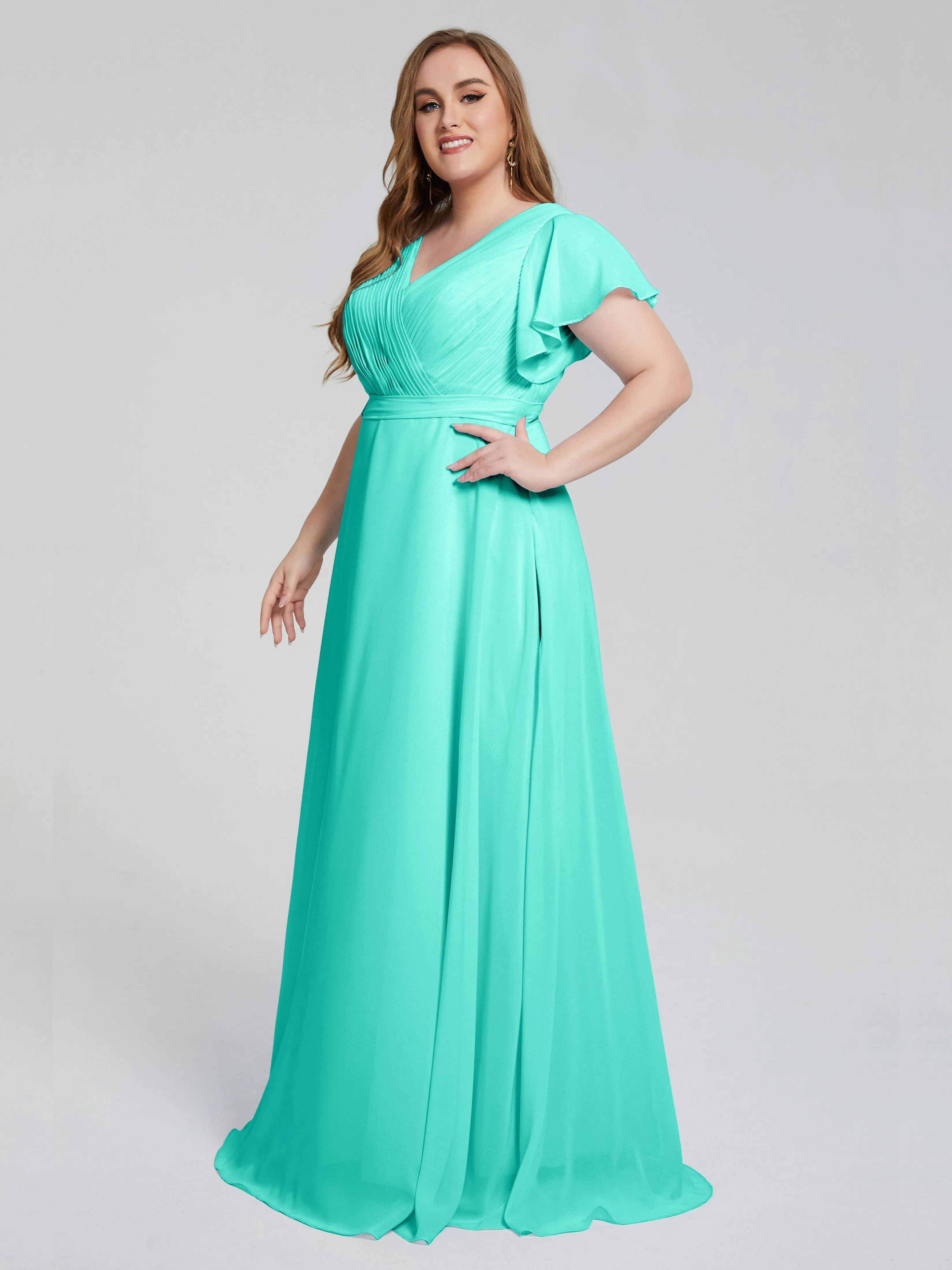 Plus Size Long Bridesmaid Dresses with Sleeves
