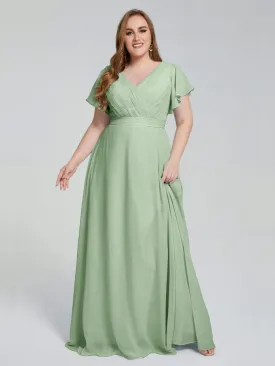 Plus Size Long Bridesmaid Dresses with Sleeves
