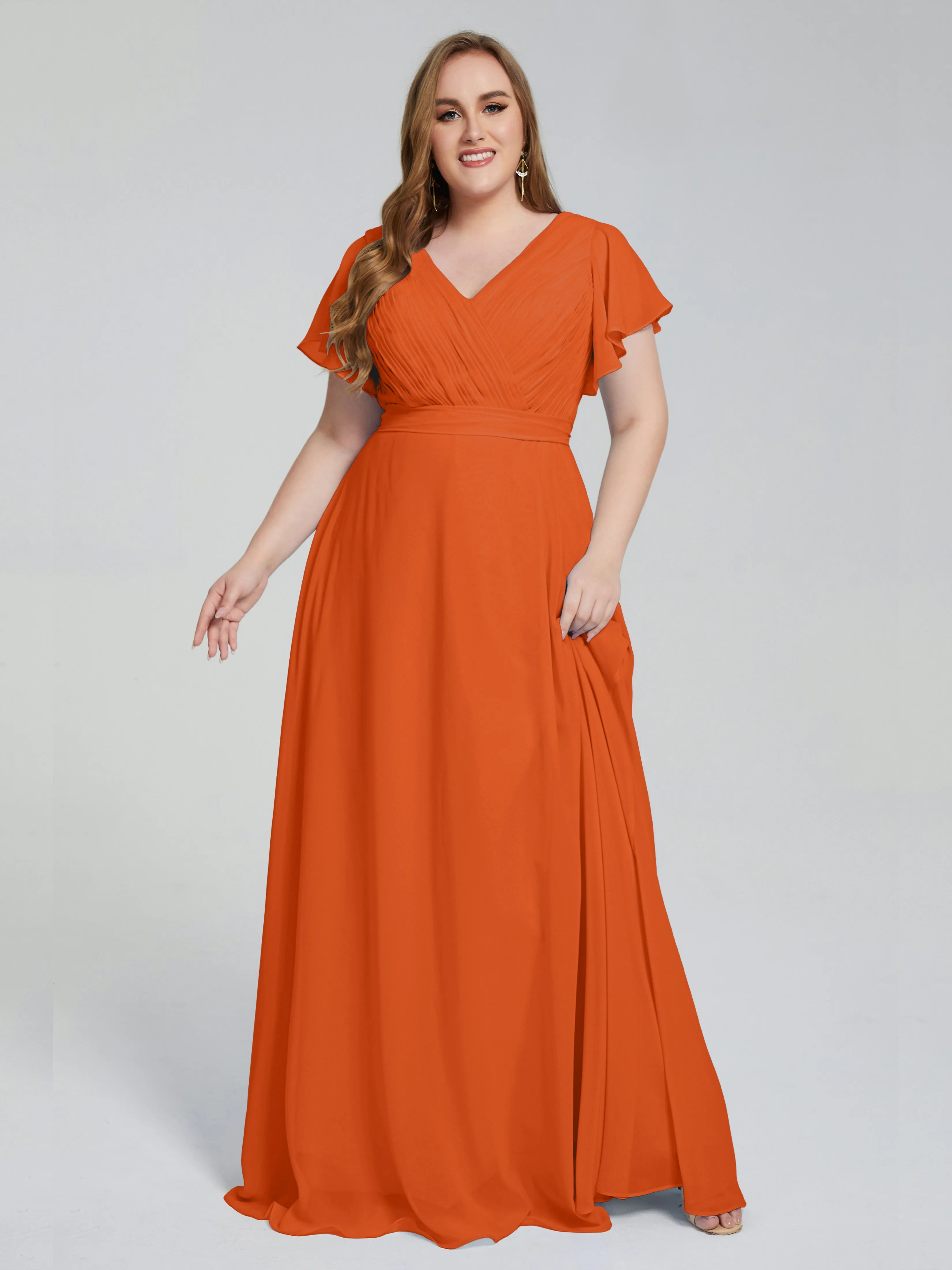 Plus Size Long Bridesmaid Dresses with Sleeves