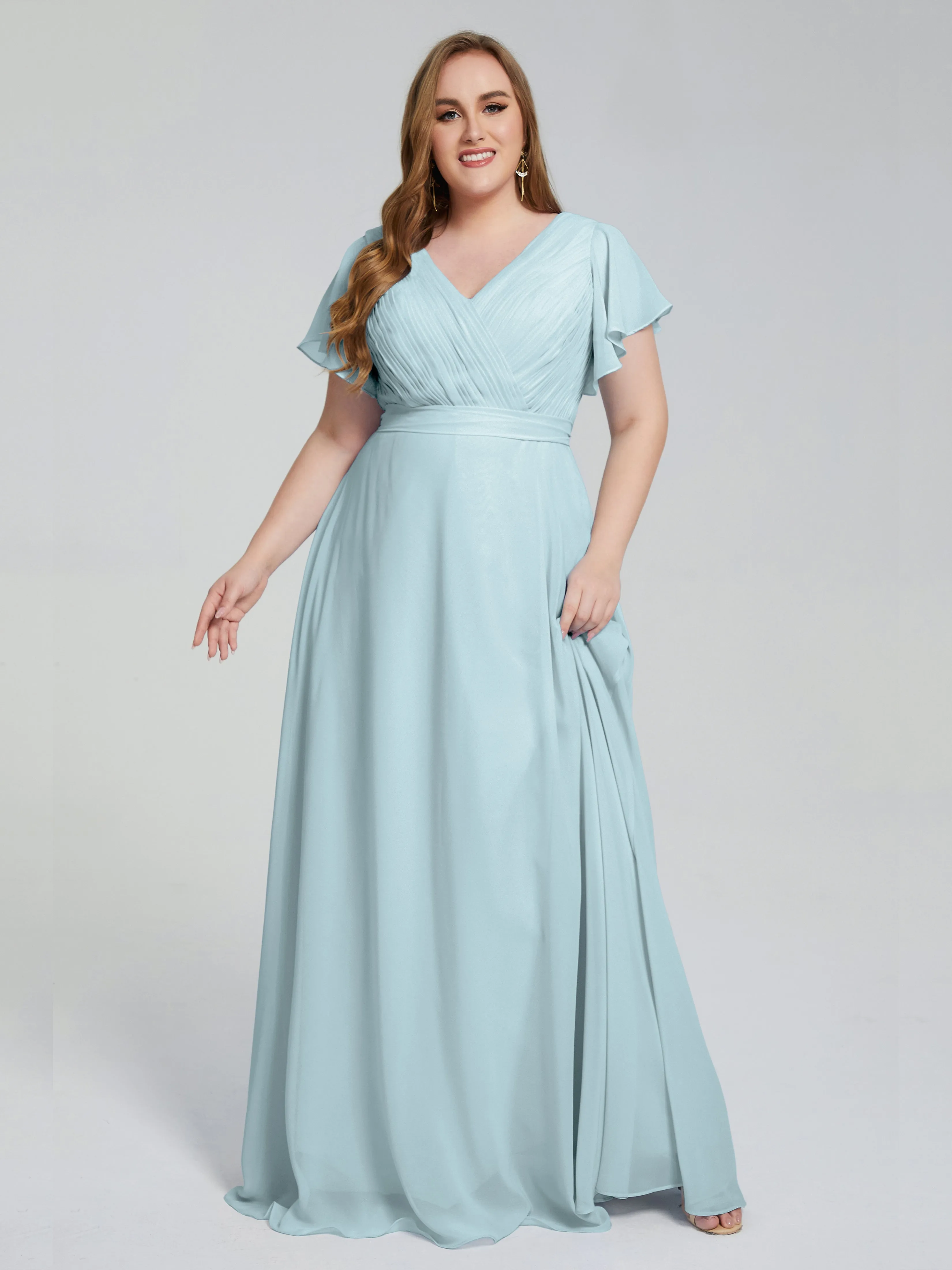 Plus Size Long Bridesmaid Dresses with Sleeves