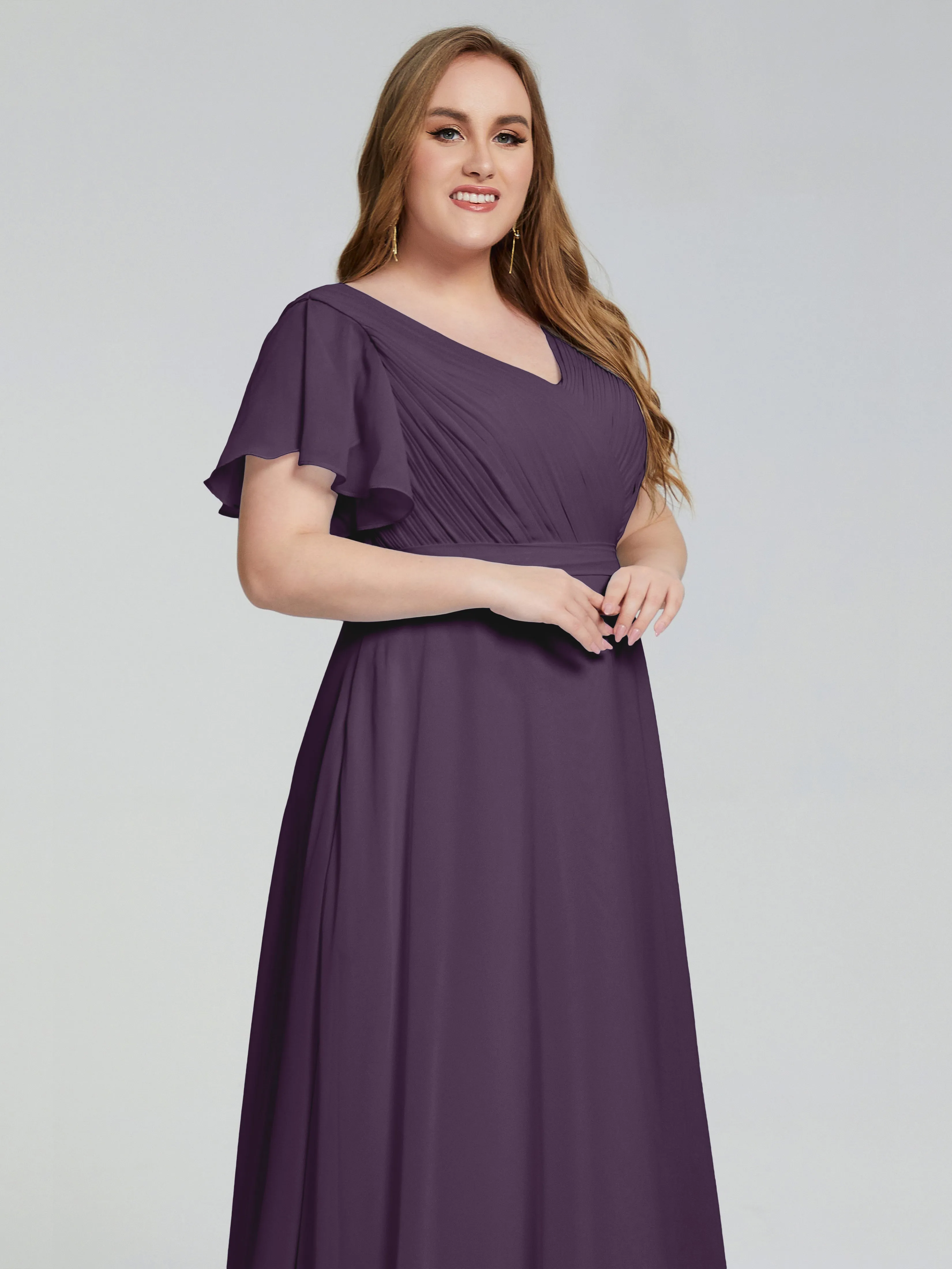 Plus Size Long Bridesmaid Dresses with Sleeves