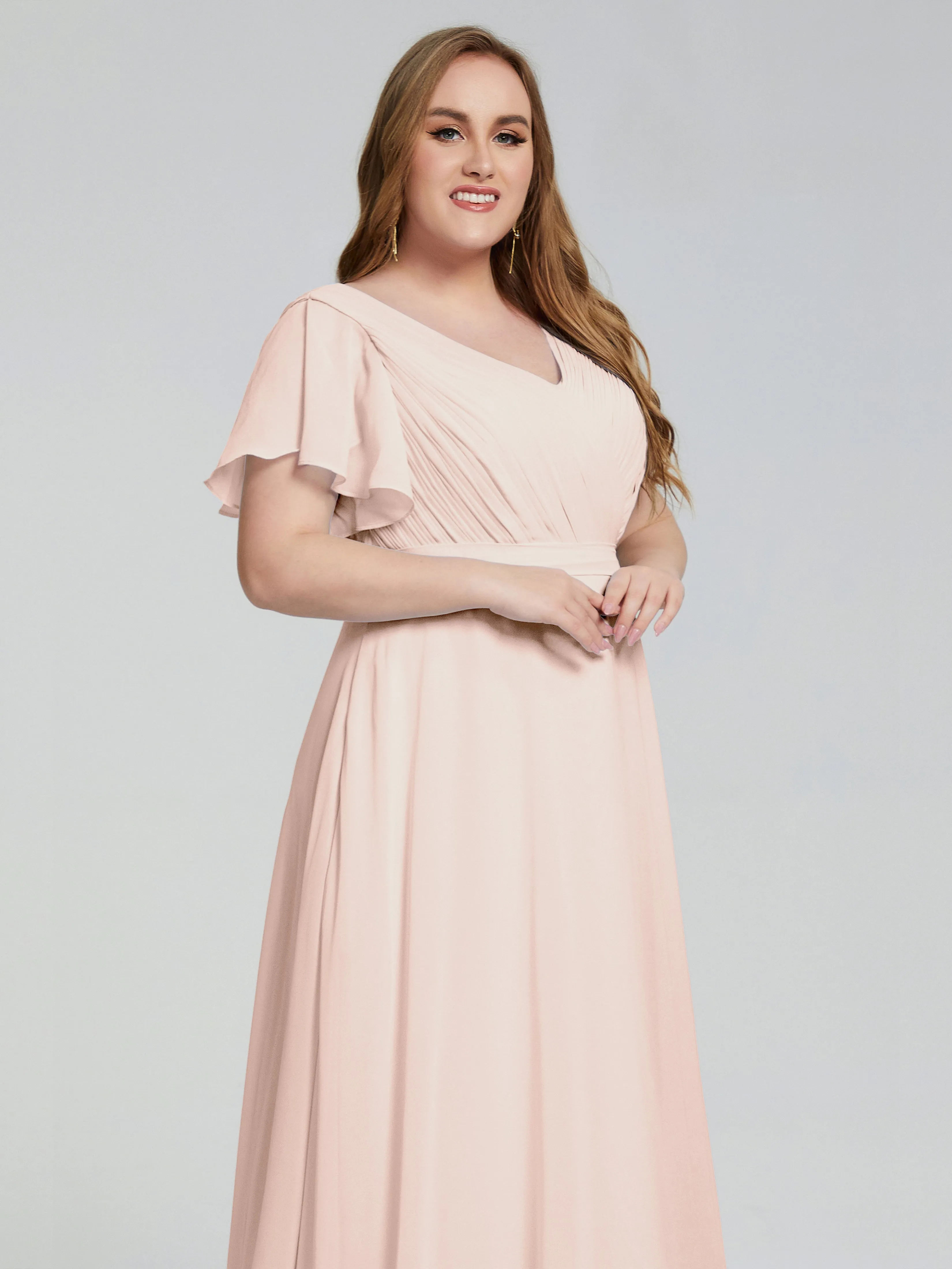 Plus Size Long Bridesmaid Dresses with Sleeves