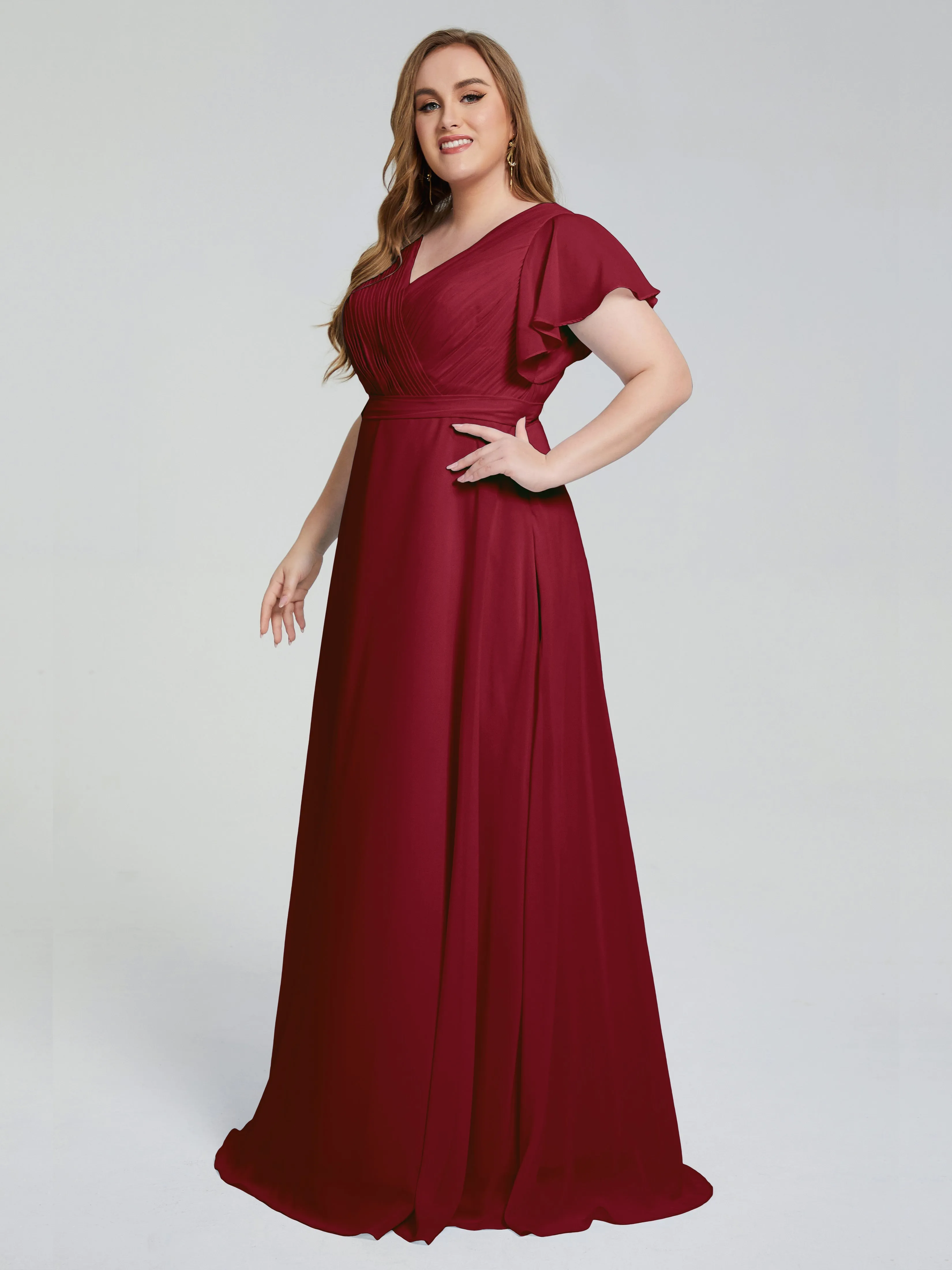 Plus Size Long Bridesmaid Dresses with Sleeves