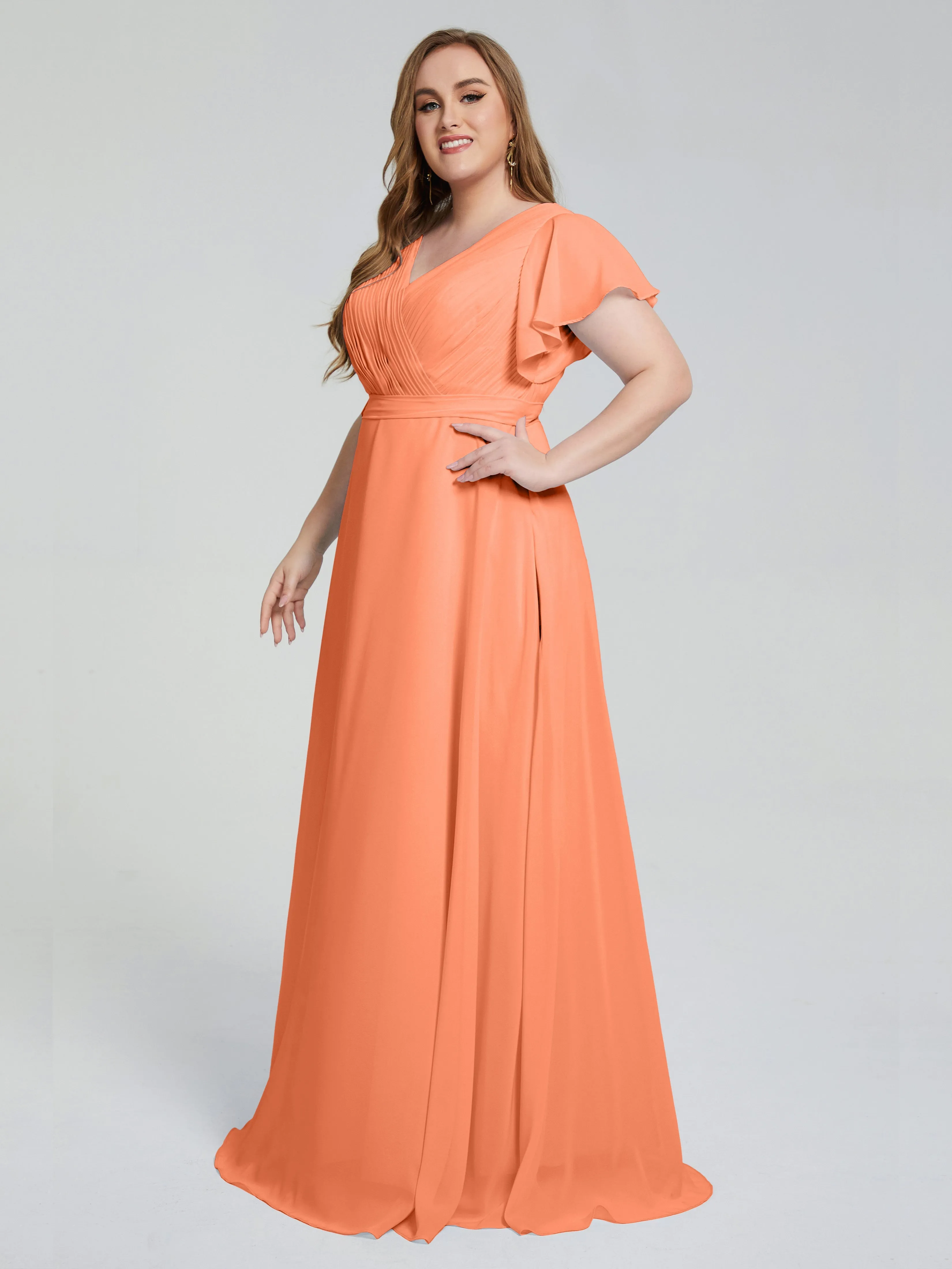 Plus Size Long Bridesmaid Dresses with Sleeves
