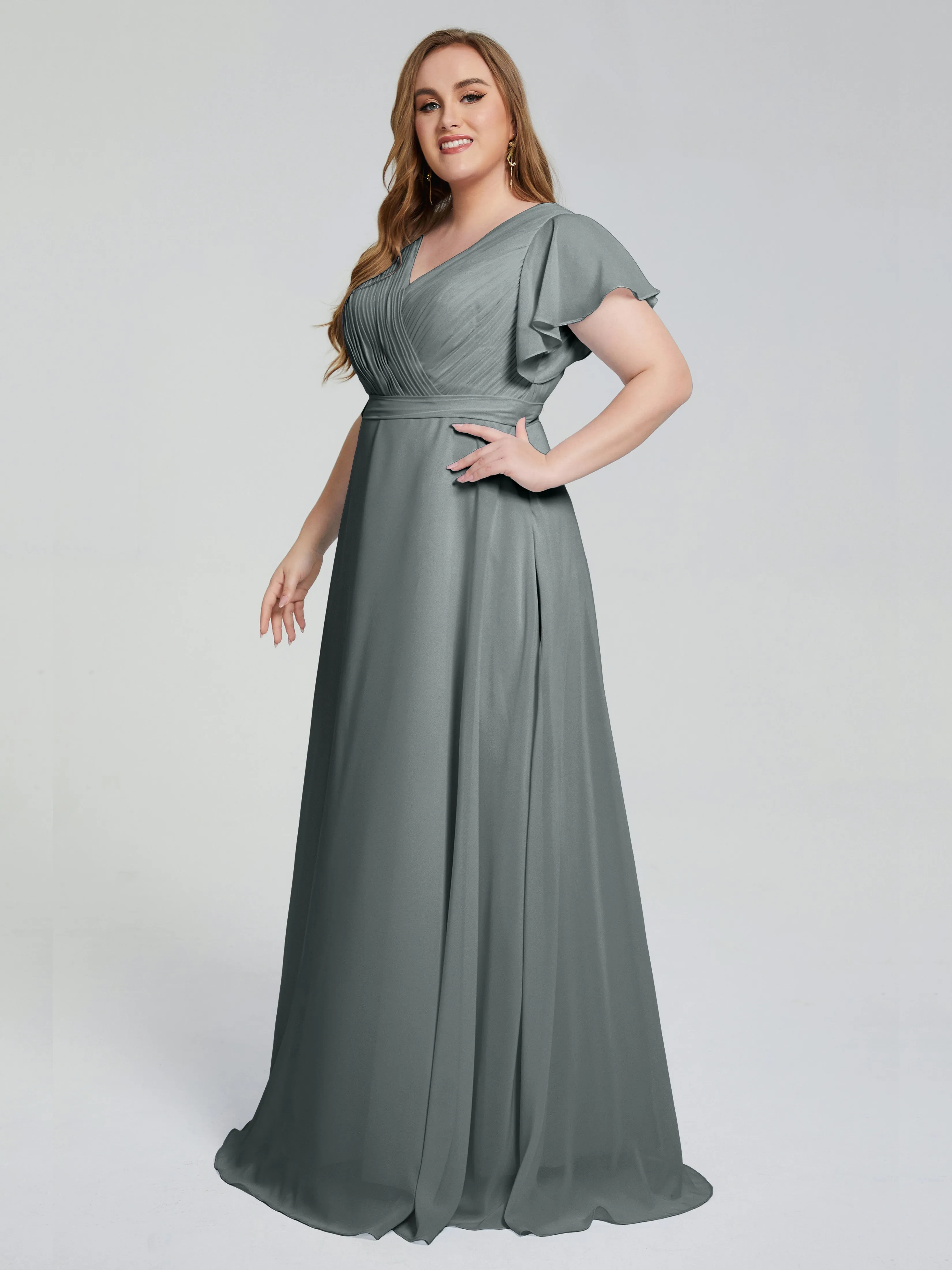 Plus Size Long Bridesmaid Dresses with Sleeves