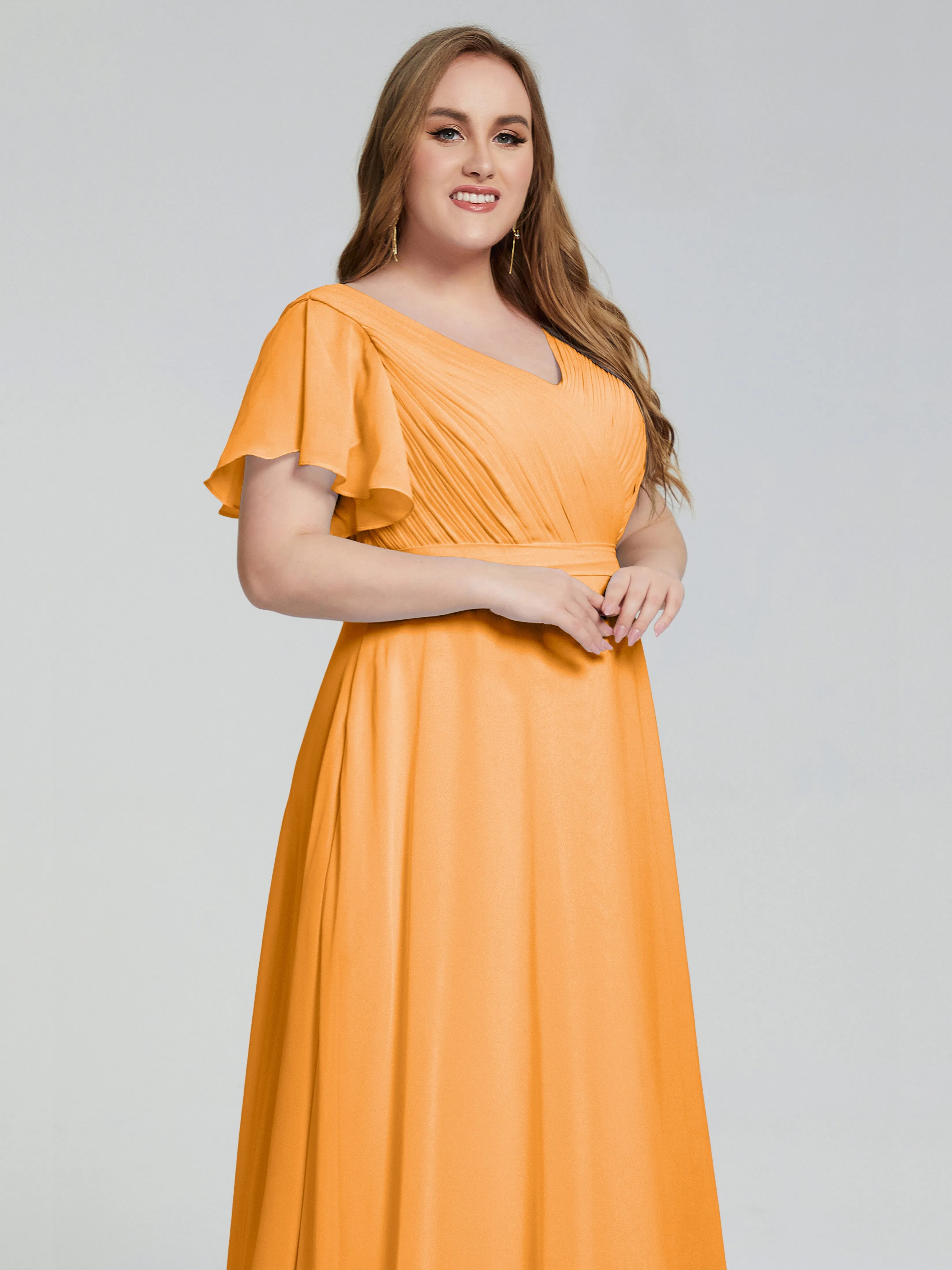 Plus Size Long Bridesmaid Dresses with Sleeves