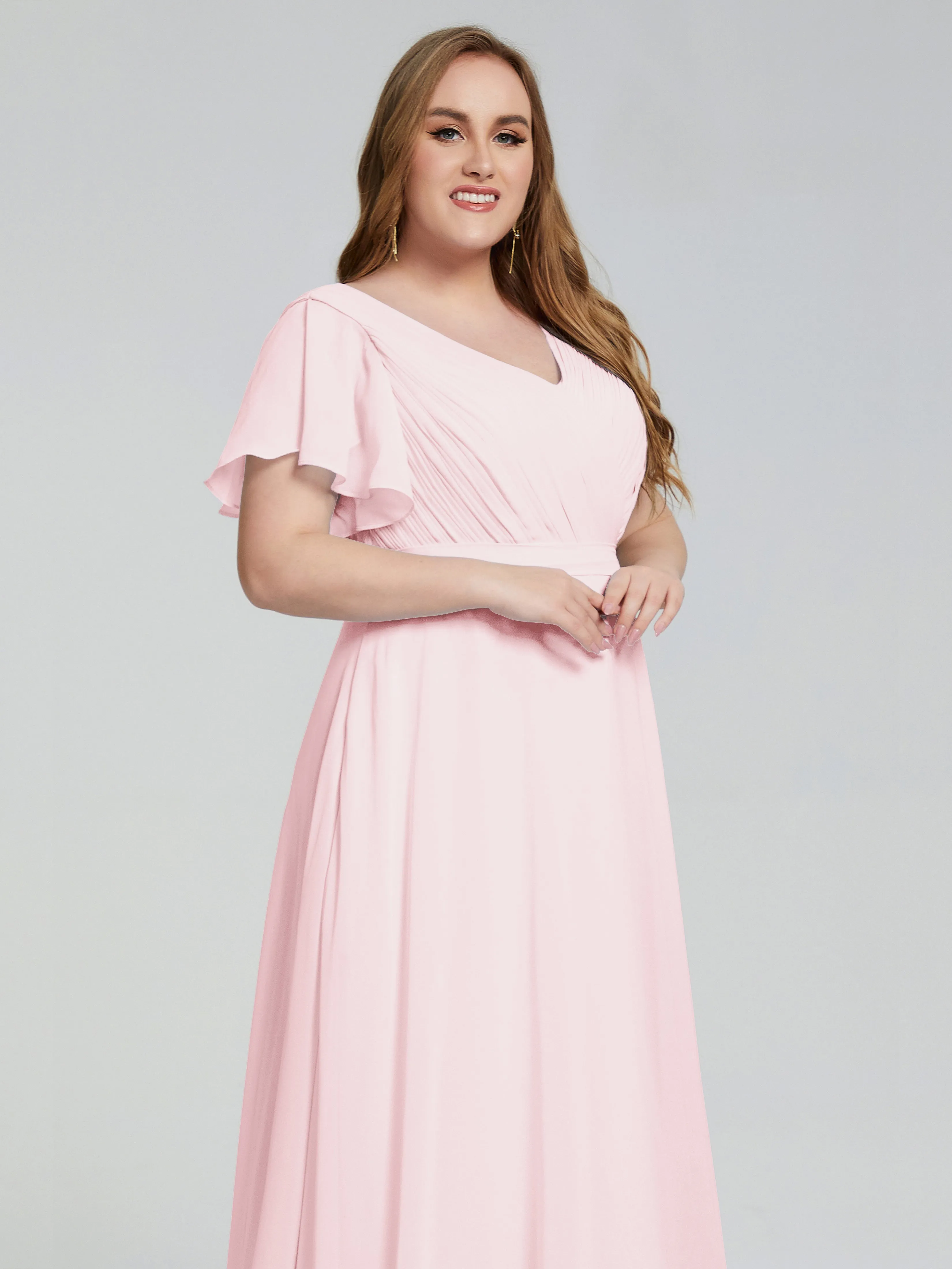 Plus Size Long Bridesmaid Dresses with Sleeves