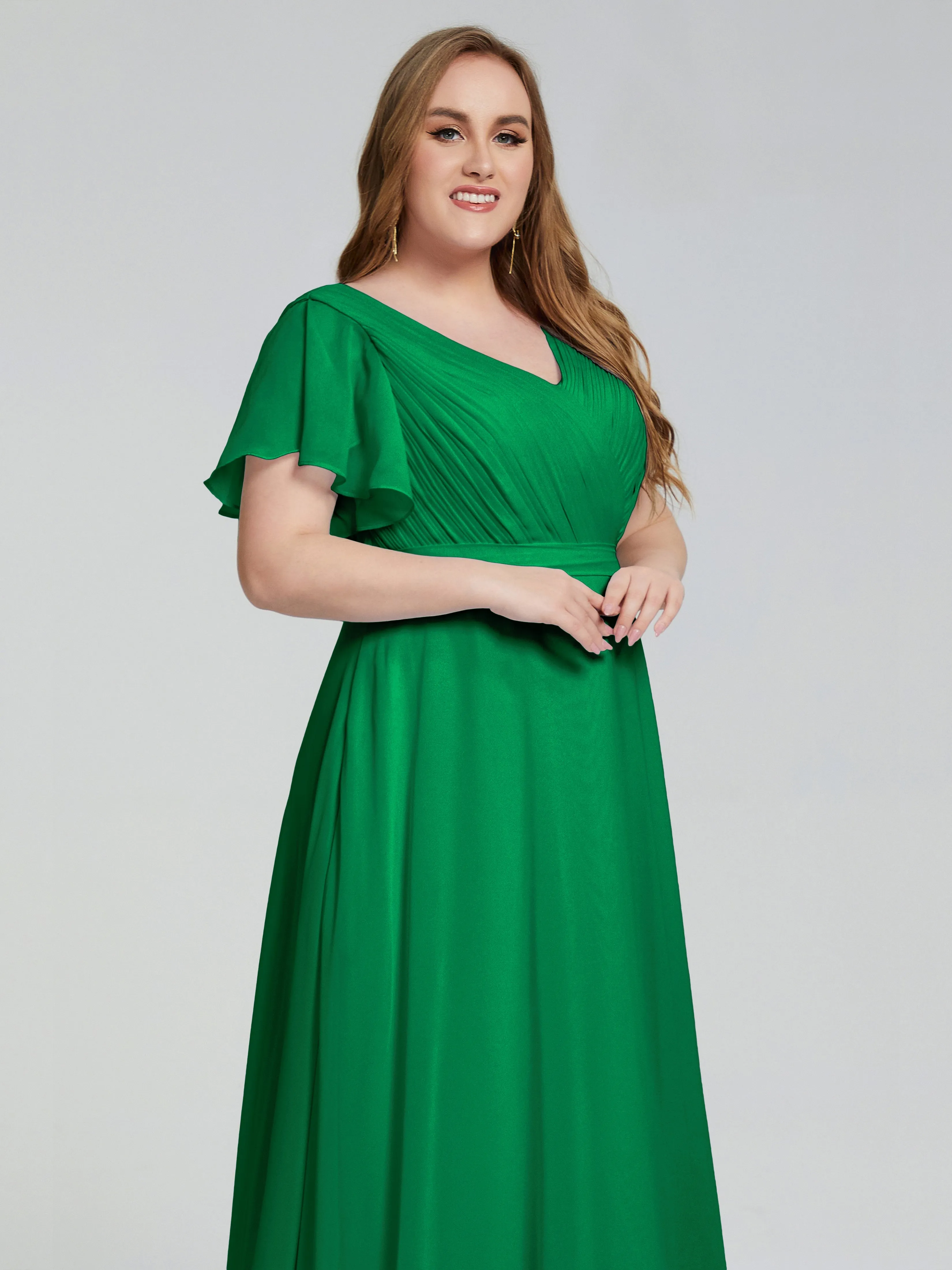 Plus Size Long Bridesmaid Dresses with Sleeves
