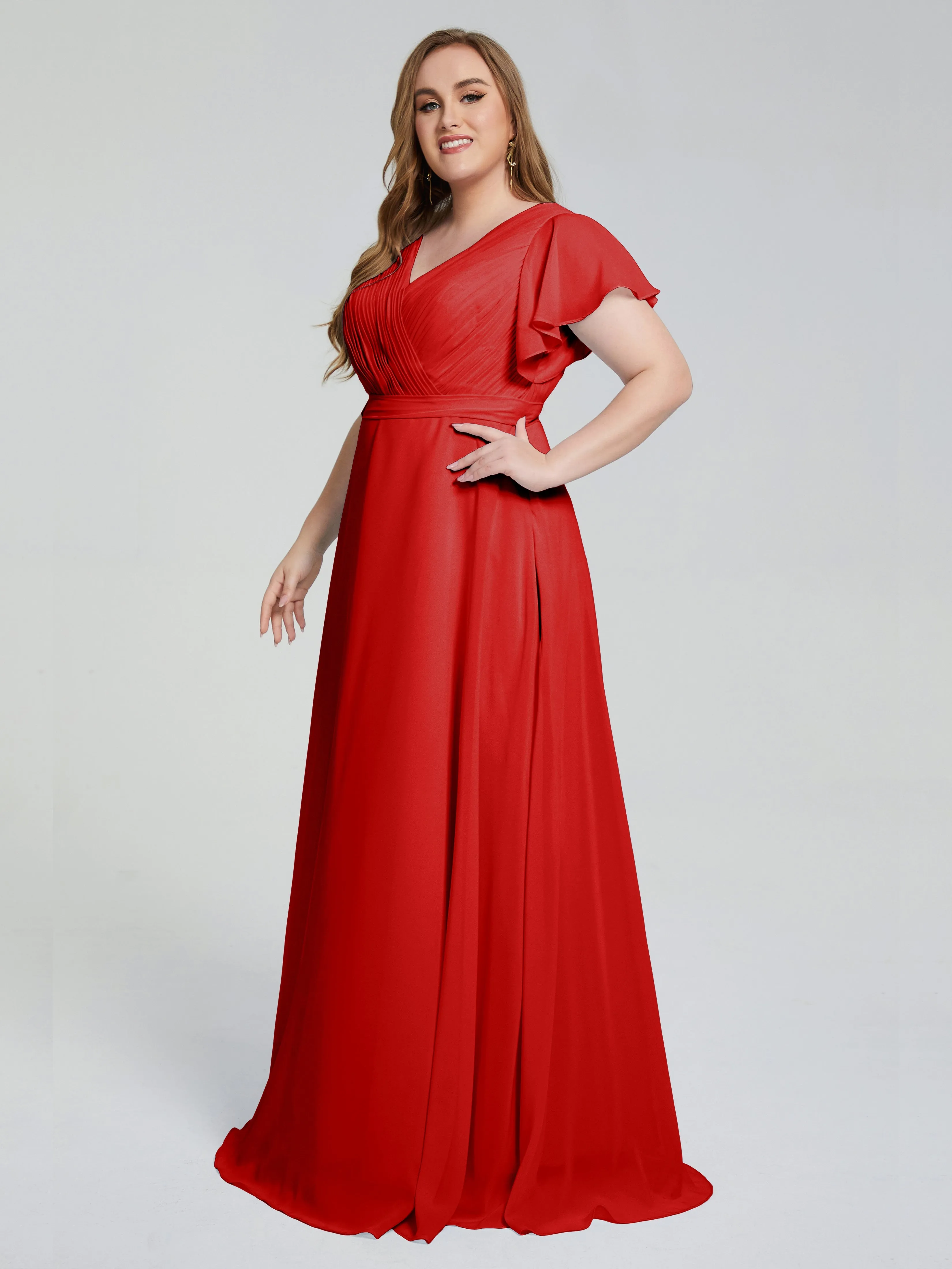 Plus Size Long Bridesmaid Dresses with Sleeves