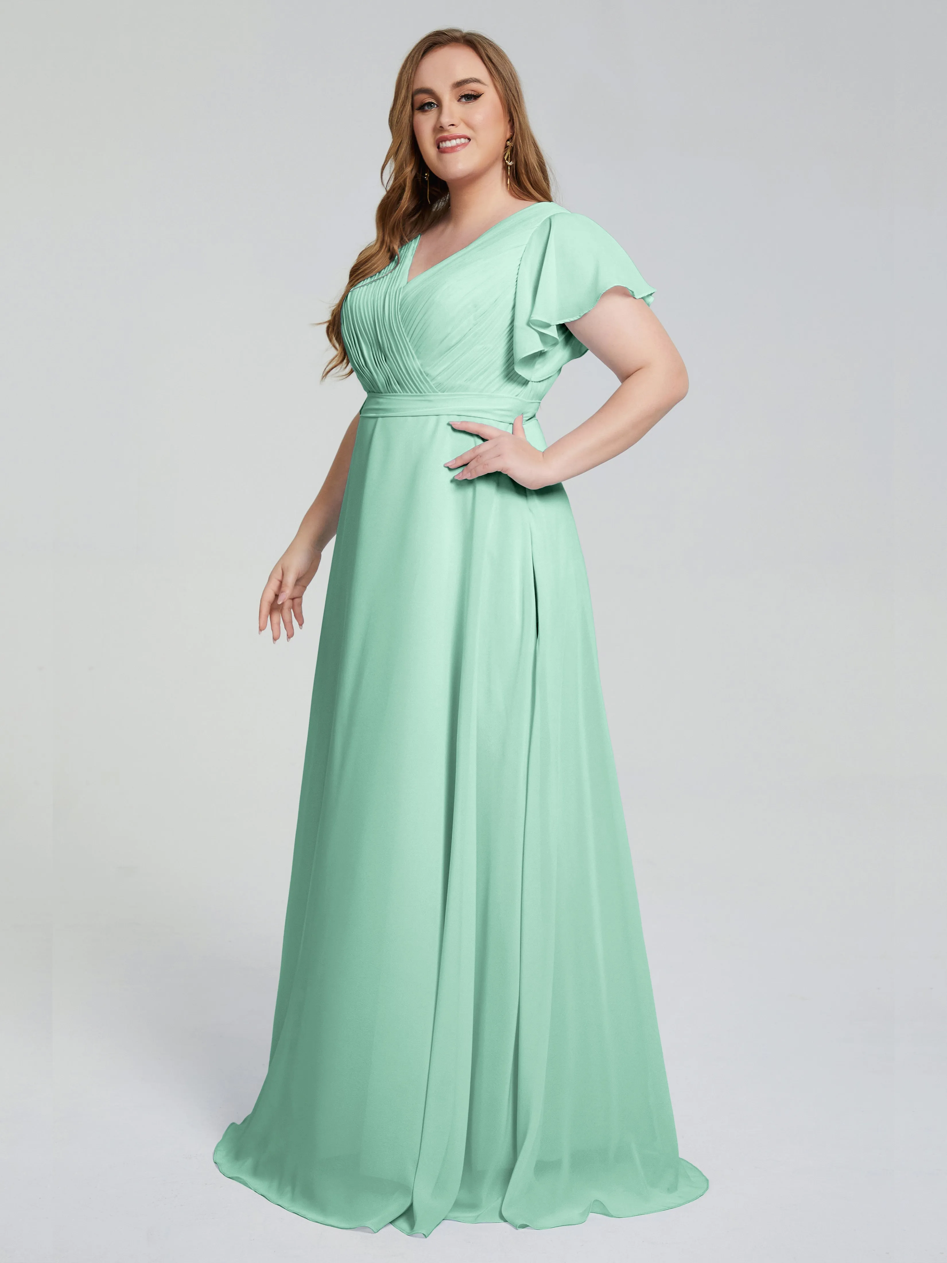 Plus Size Long Bridesmaid Dresses with Sleeves