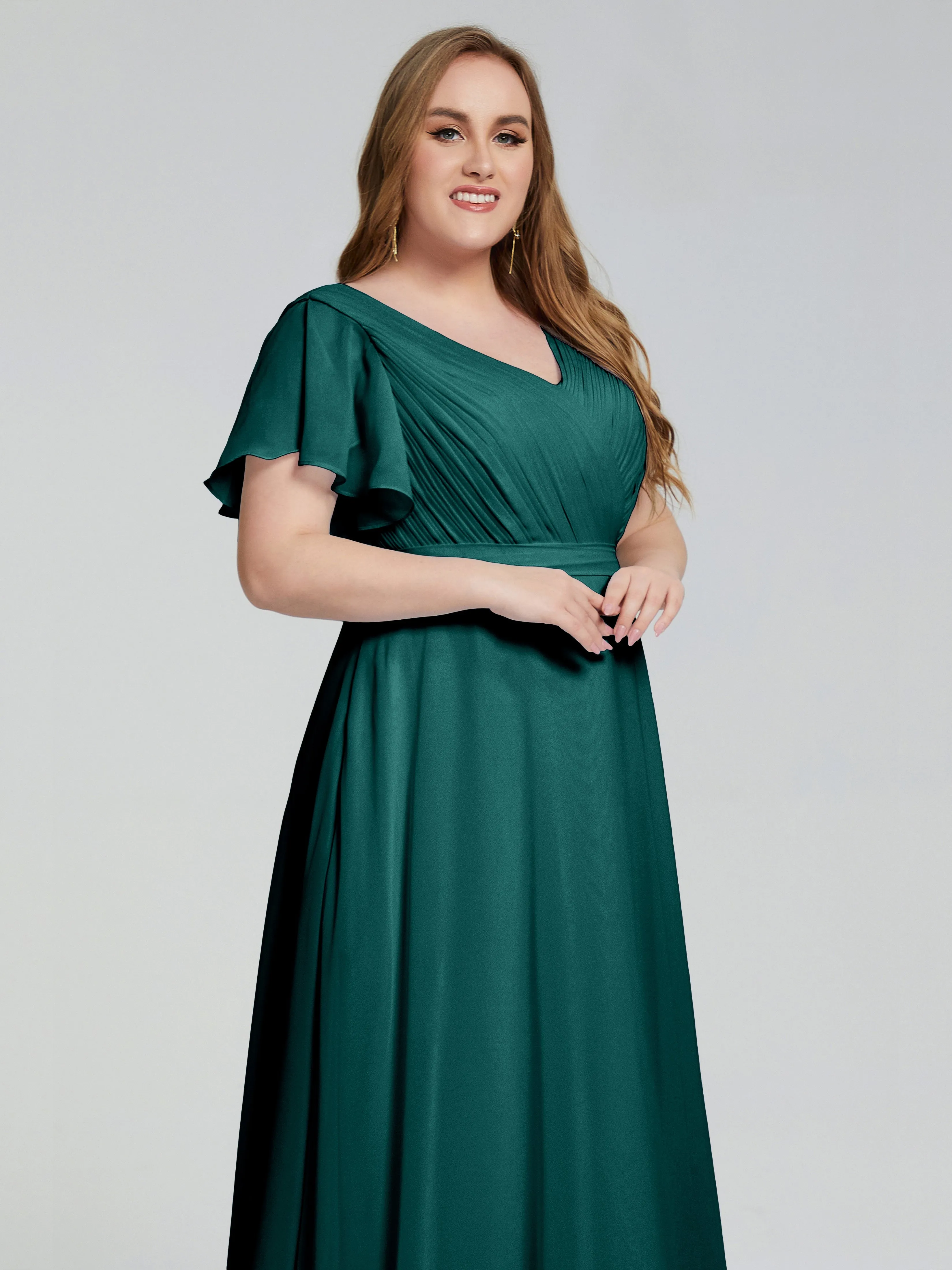 Plus Size Long Bridesmaid Dresses with Sleeves