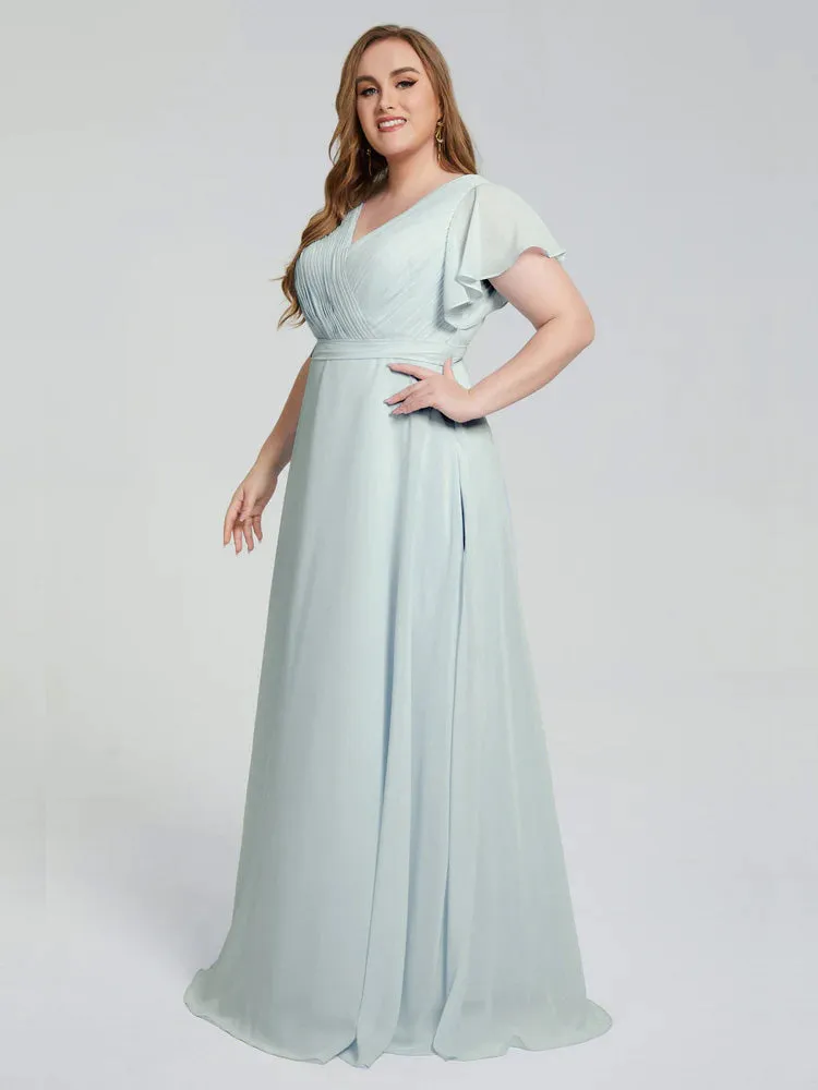 Plus Size Long Bridesmaid Dresses with Sleeves
