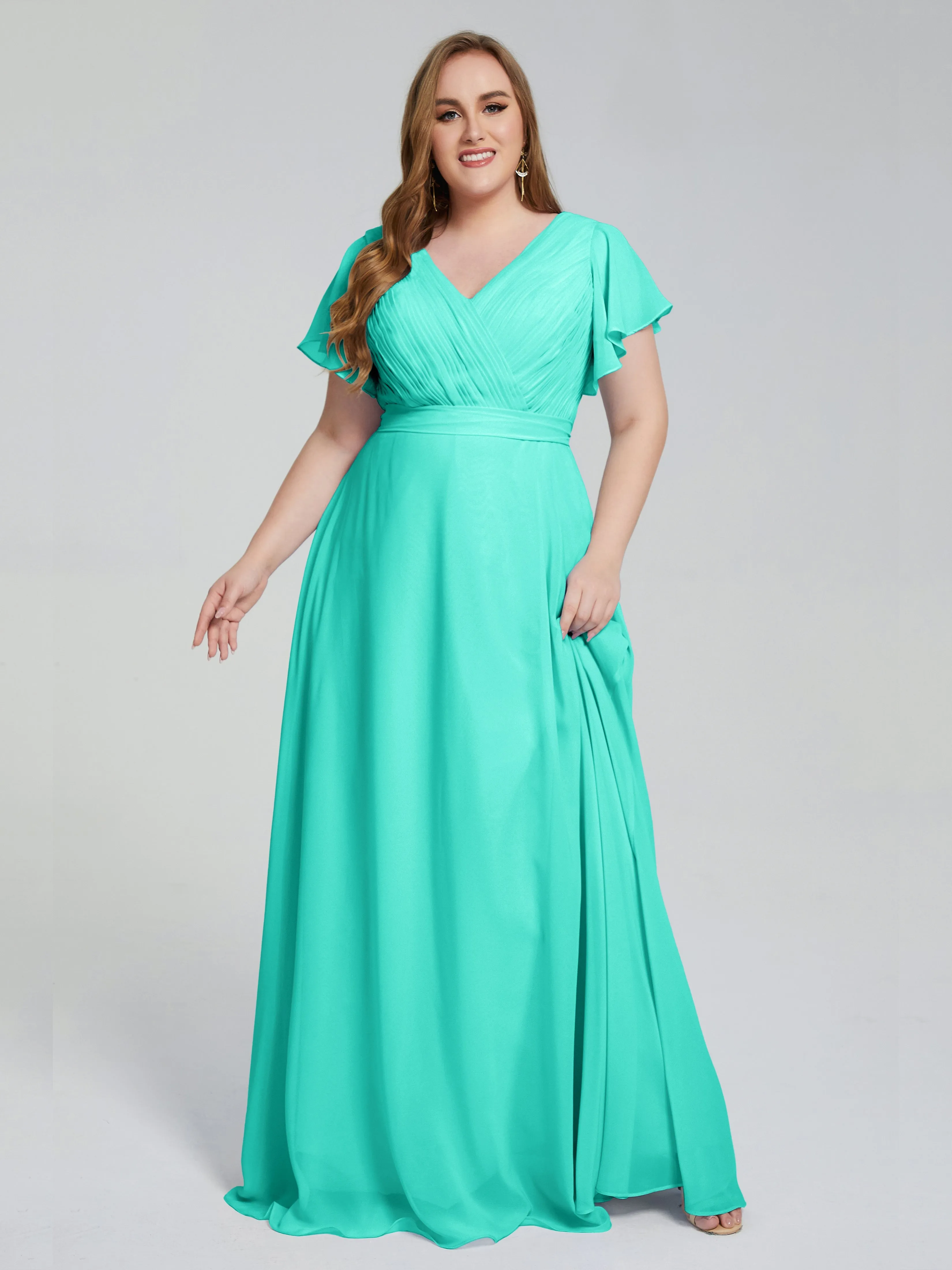 Plus Size Long Bridesmaid Dresses with Sleeves