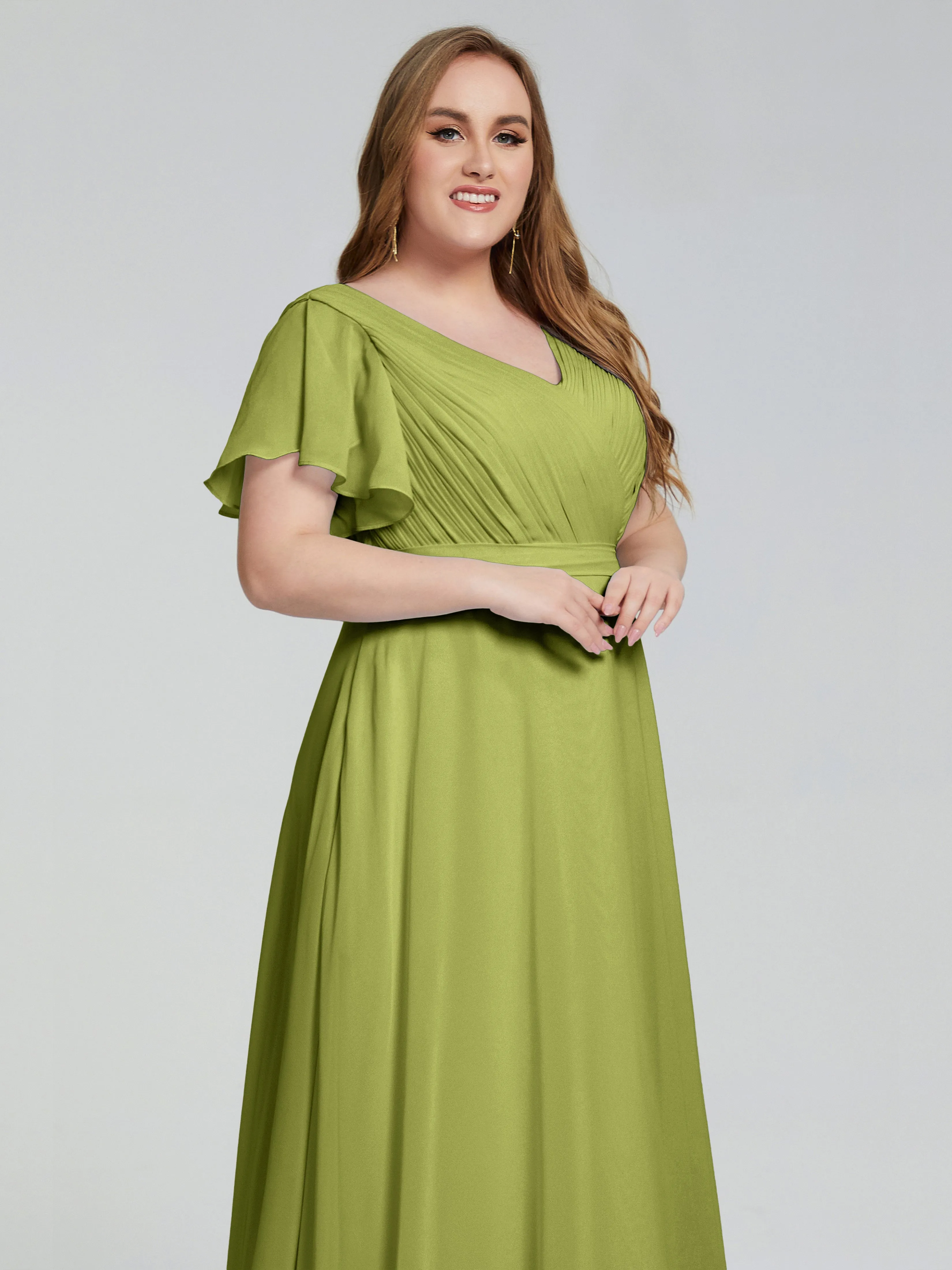 Plus Size Long Bridesmaid Dresses with Sleeves