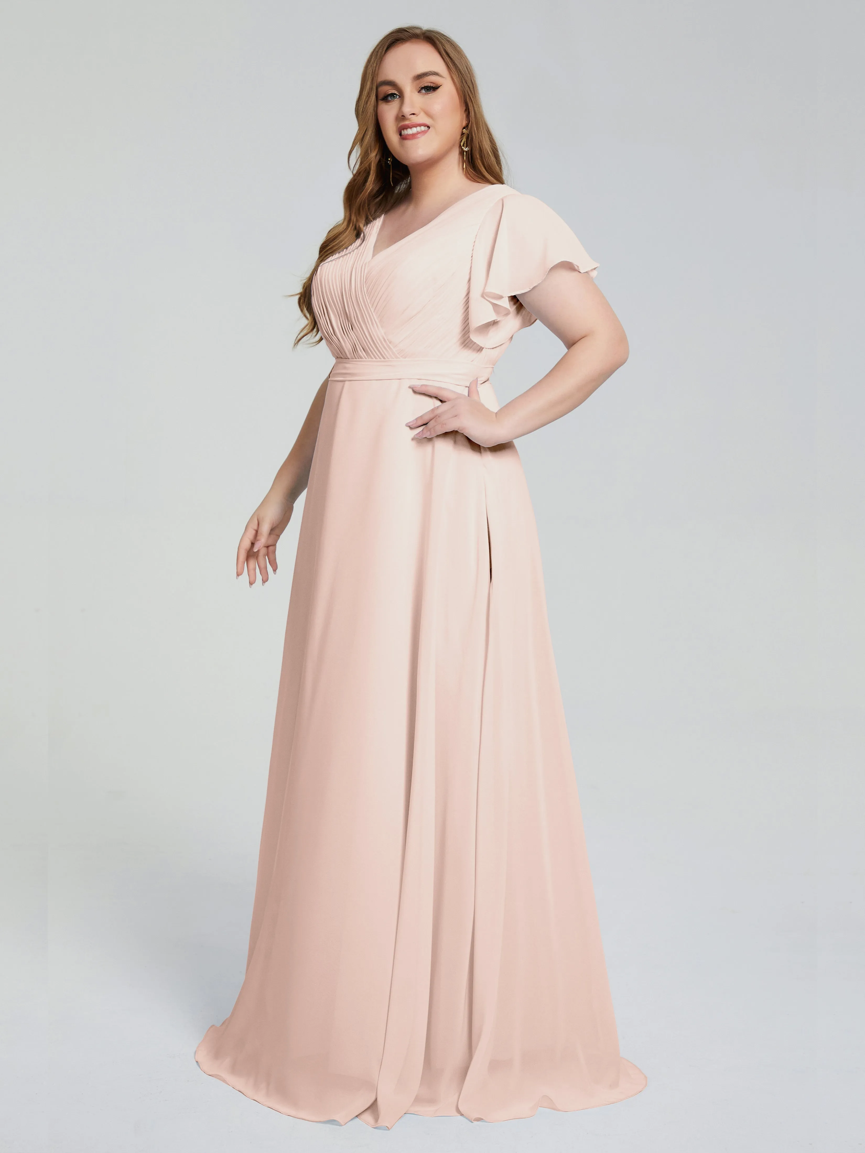 Plus Size Long Bridesmaid Dresses with Sleeves