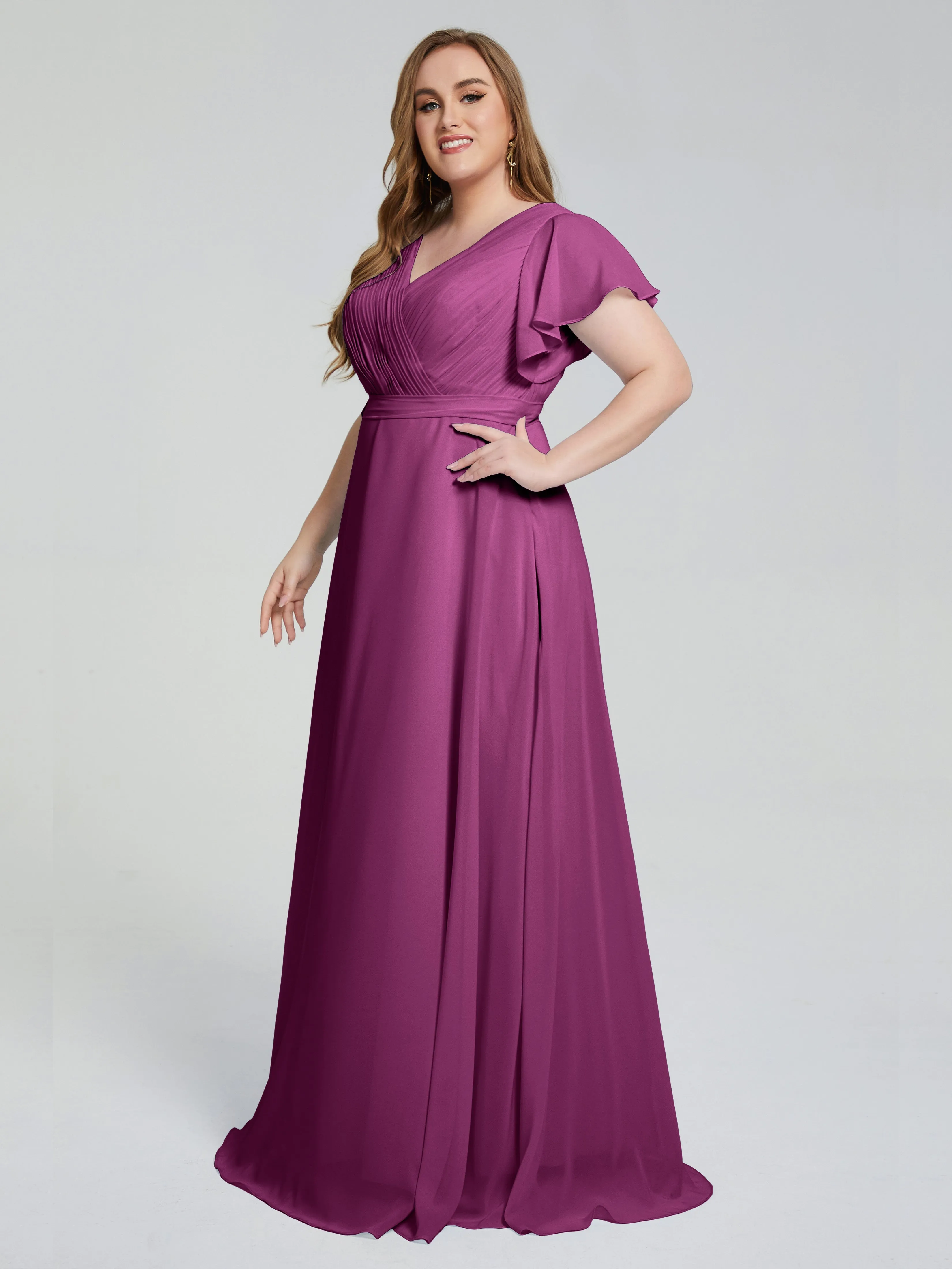 Plus Size Long Bridesmaid Dresses with Sleeves
