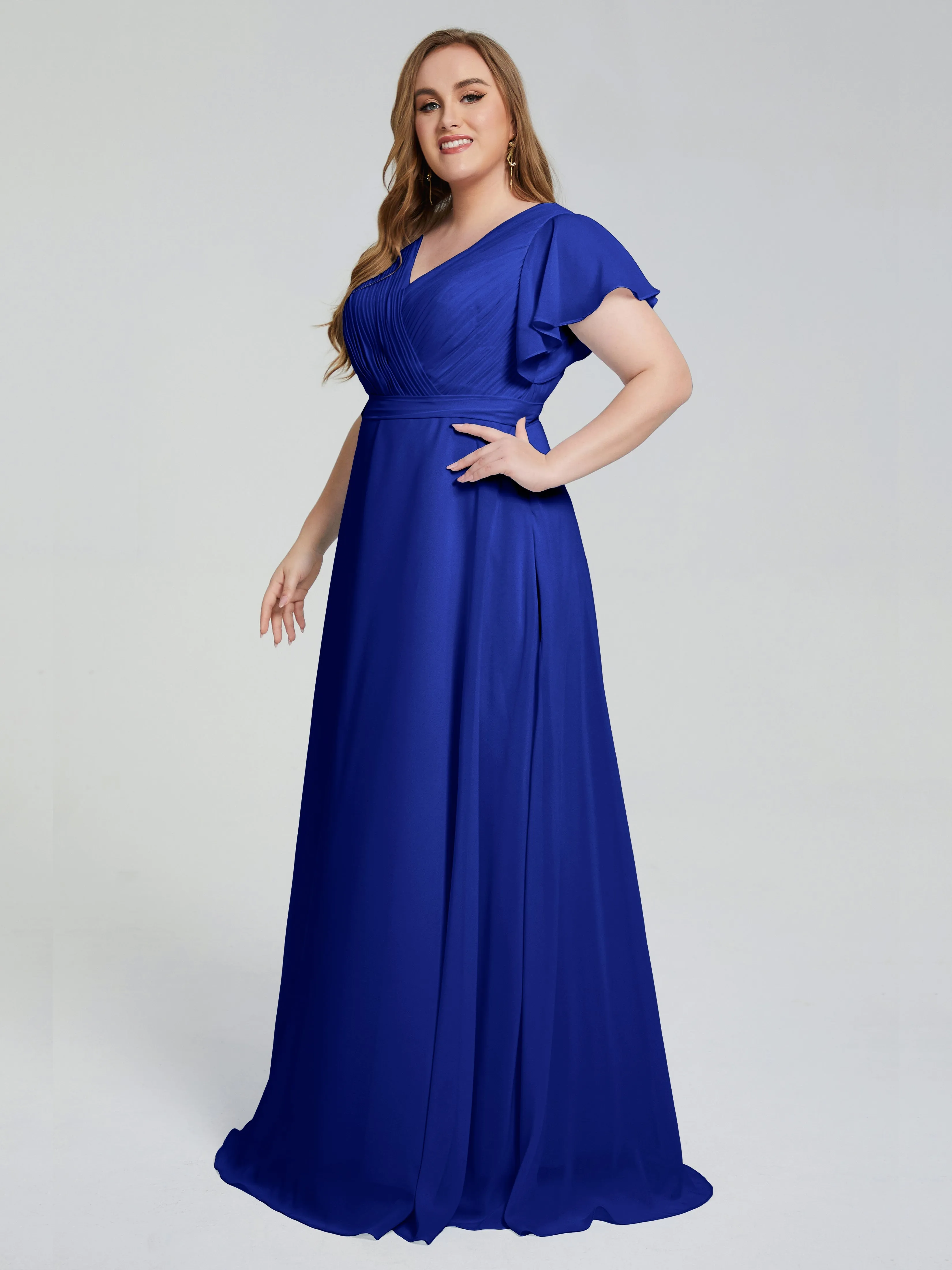 Plus Size Long Bridesmaid Dresses with Sleeves