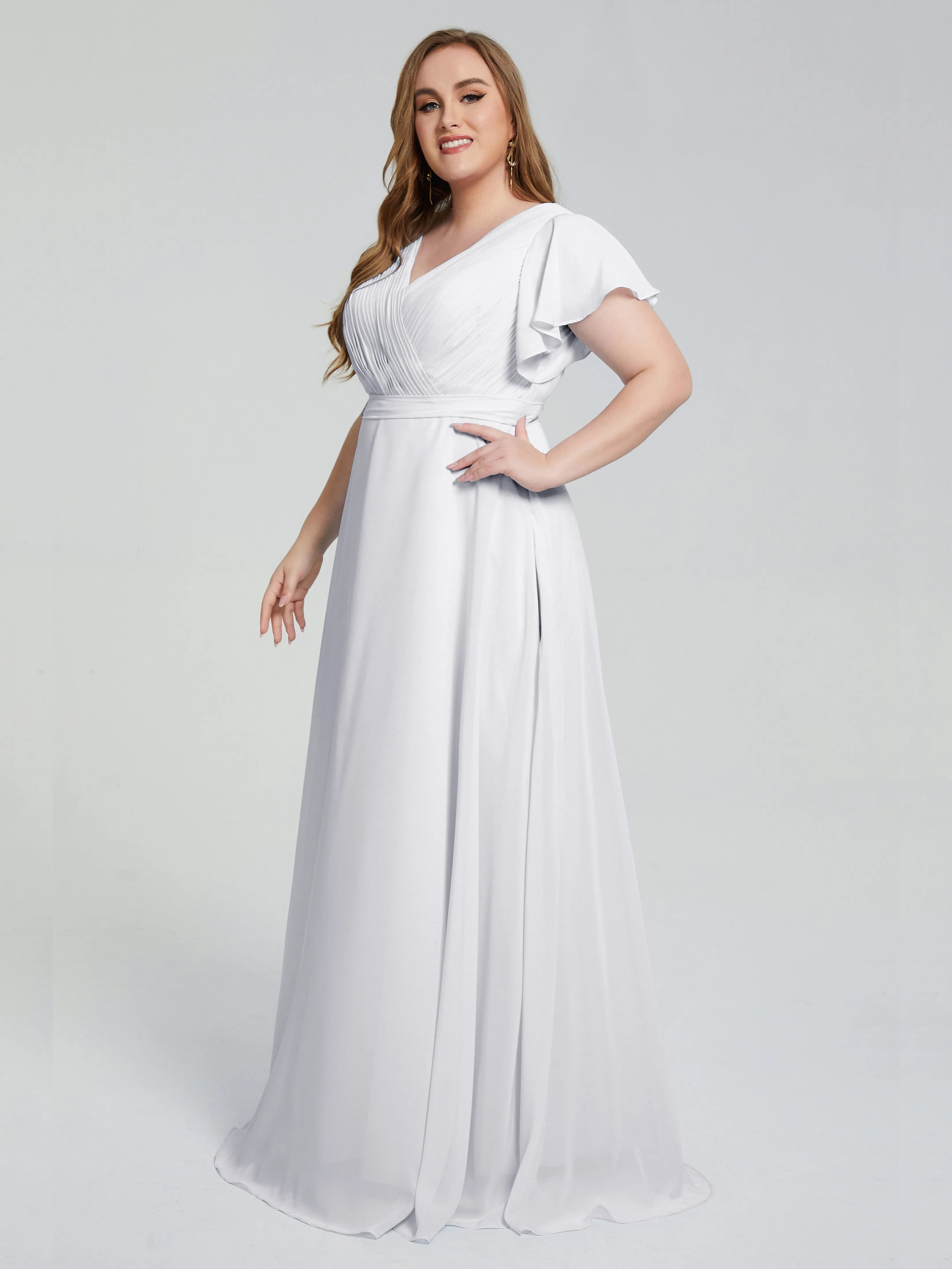 Plus Size Long Bridesmaid Dresses with Sleeves