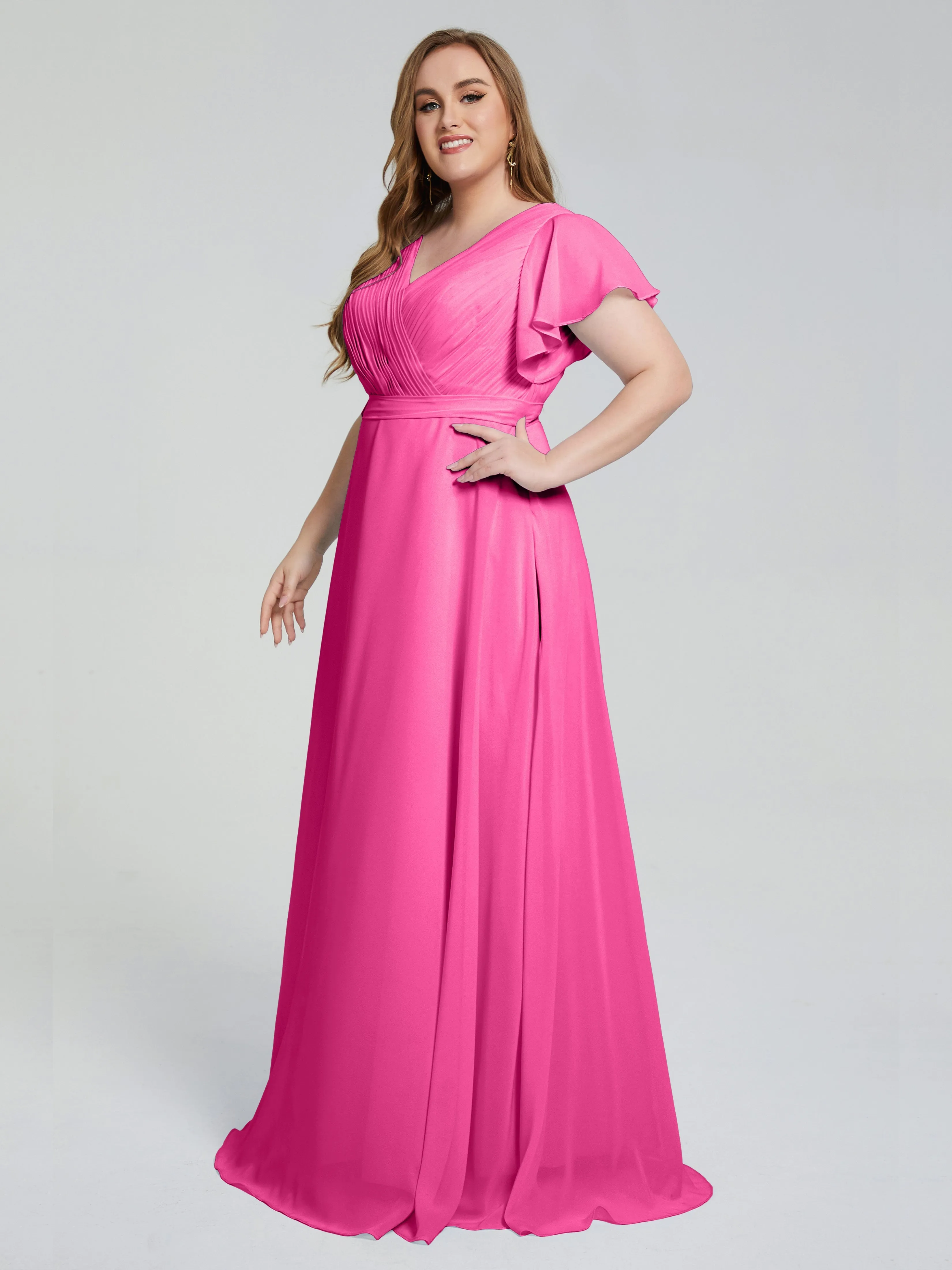 Plus Size Long Bridesmaid Dresses with Sleeves