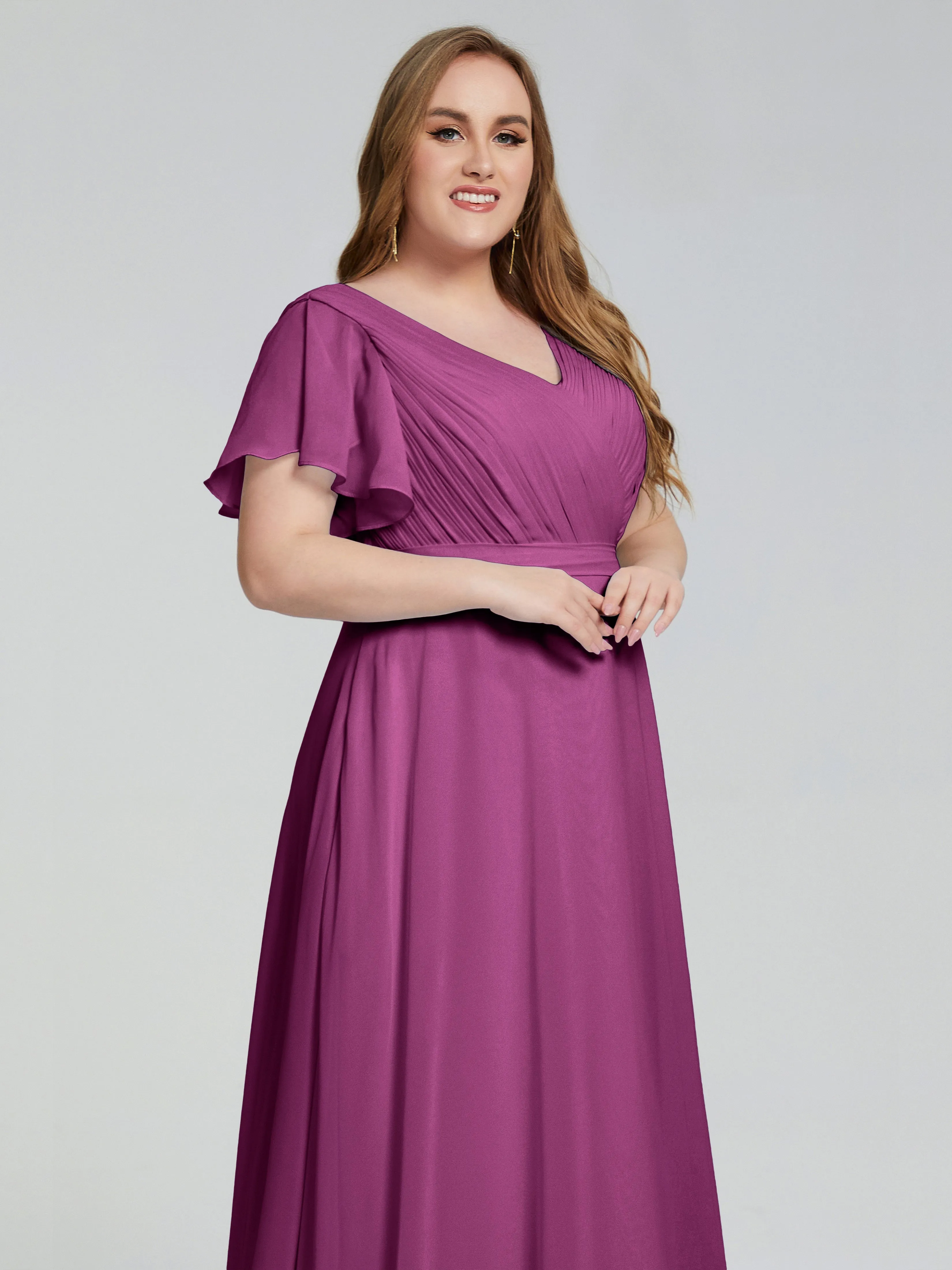 Plus Size Long Bridesmaid Dresses with Sleeves
