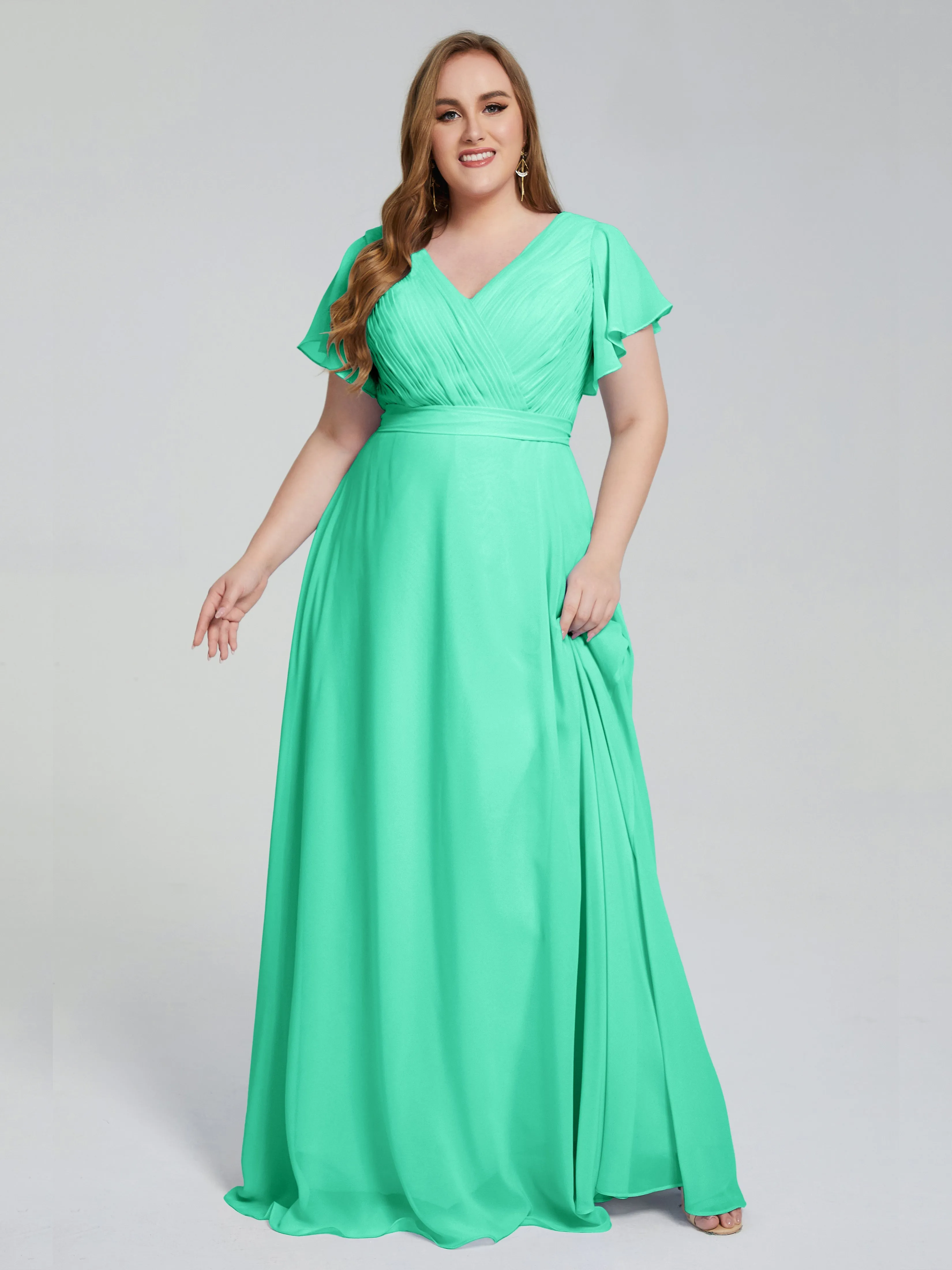 Plus Size Long Bridesmaid Dresses with Sleeves