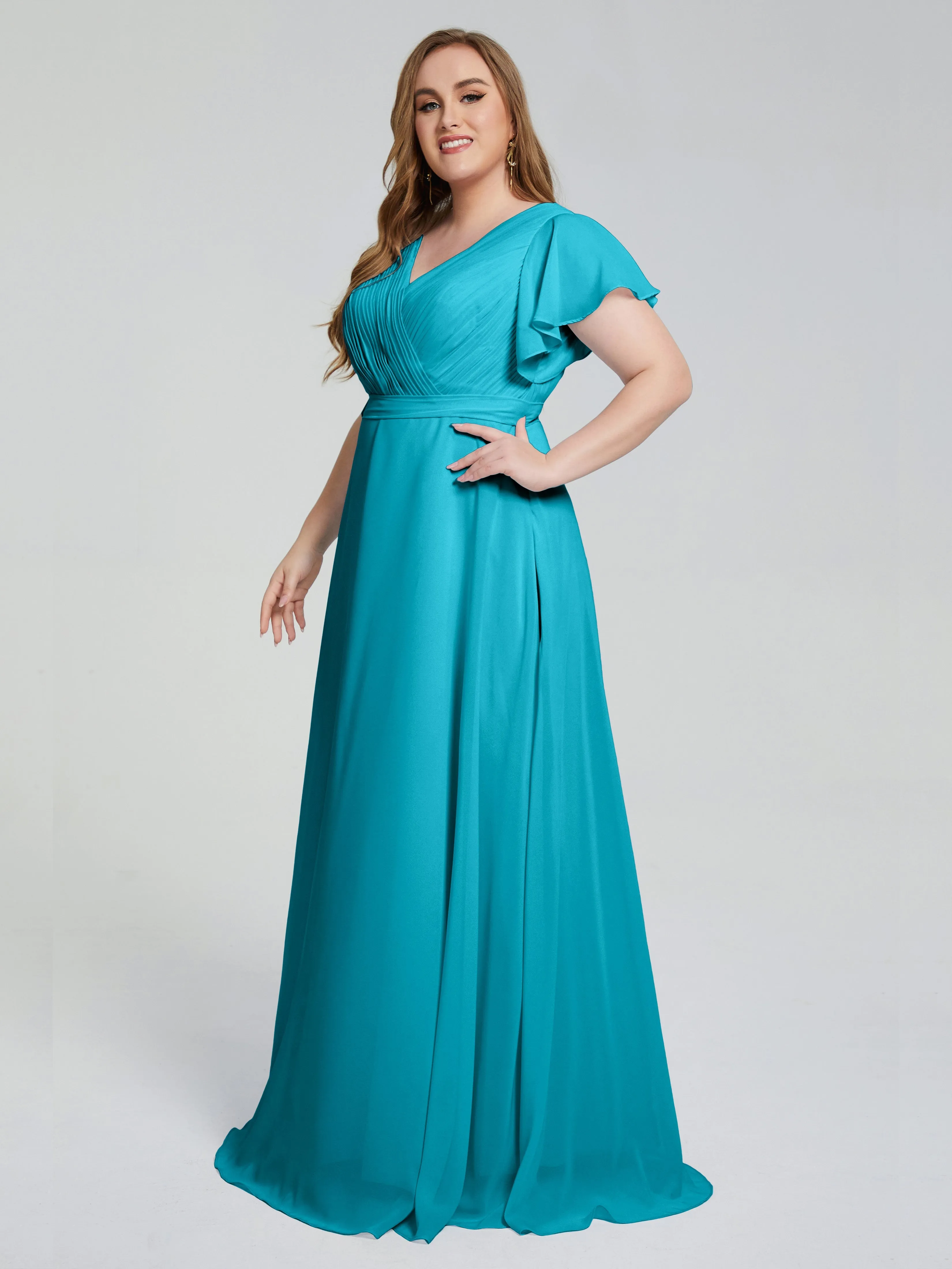 Plus Size Long Bridesmaid Dresses with Sleeves