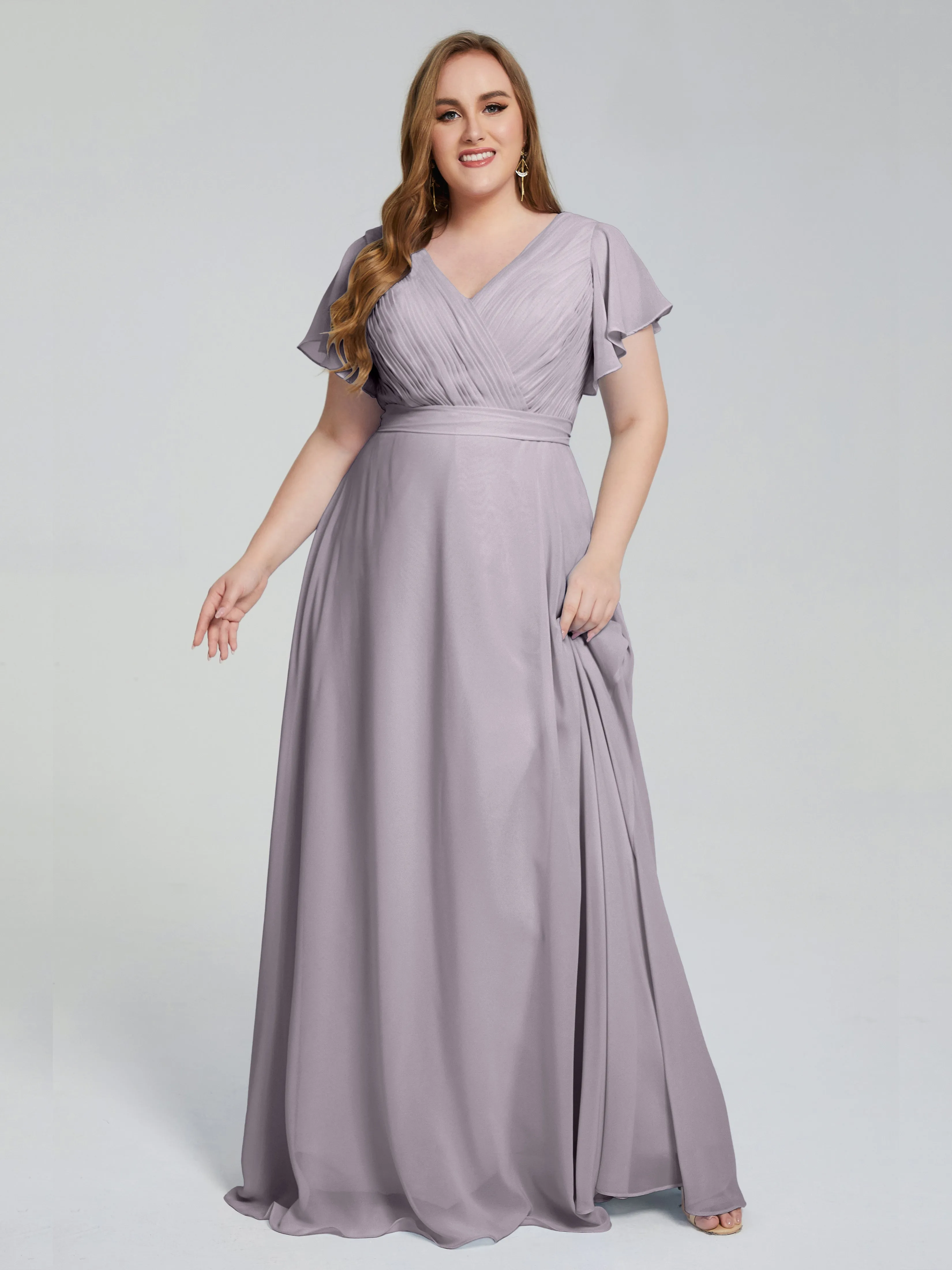 Plus Size Long Bridesmaid Dresses with Sleeves