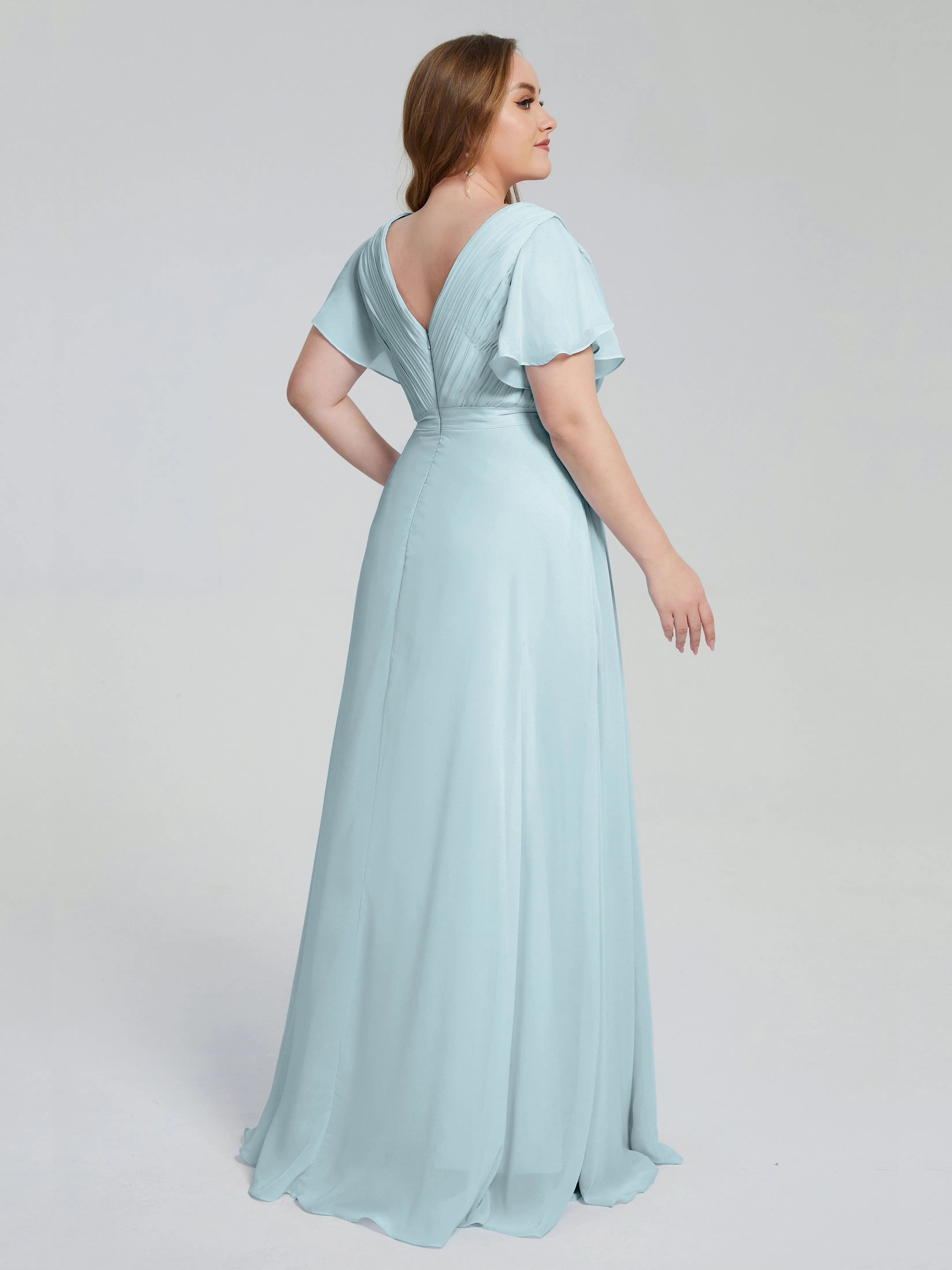 Plus Size Long Bridesmaid Dresses with Sleeves