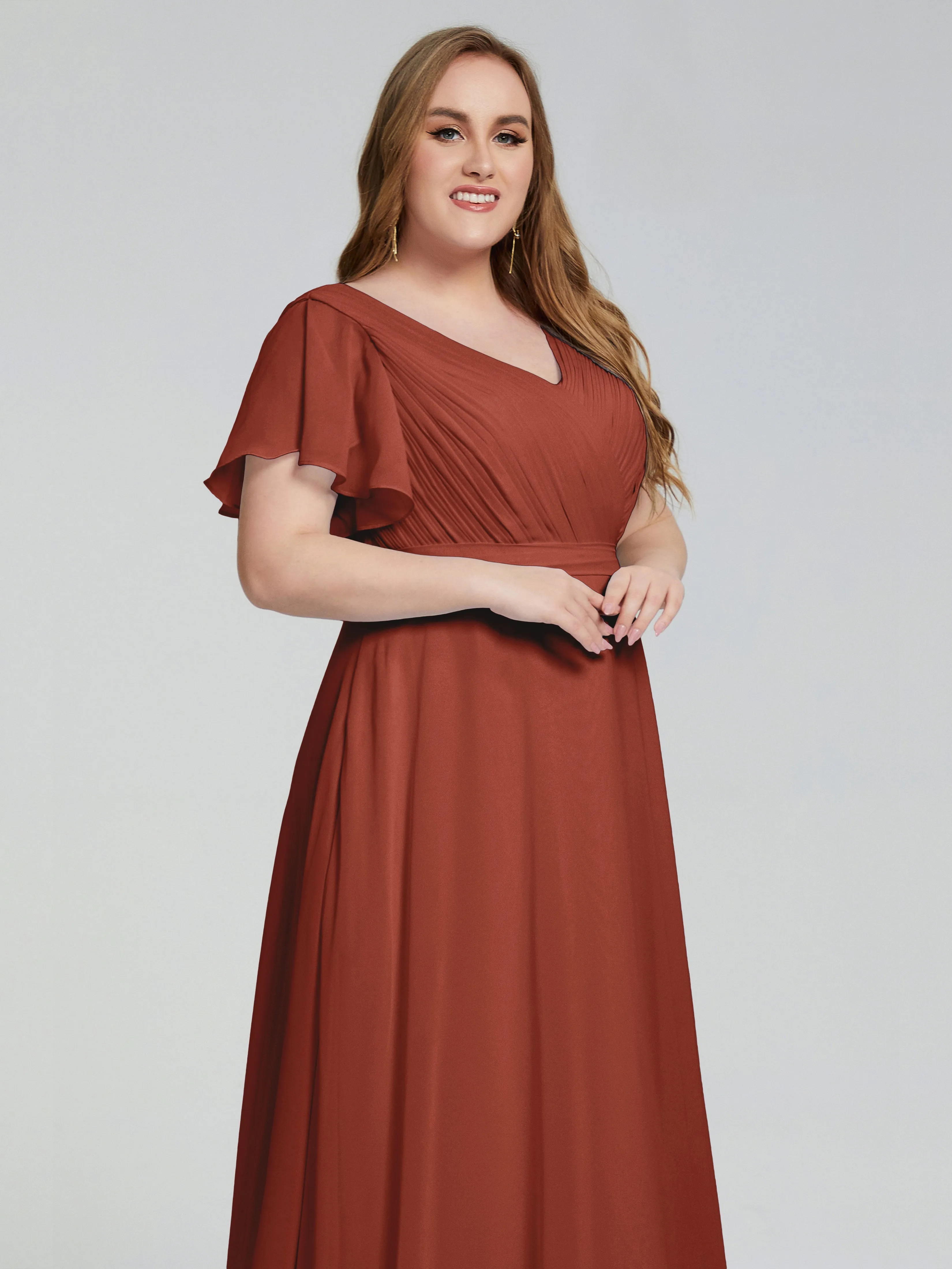 Plus Size Long Bridesmaid Dresses with Sleeves