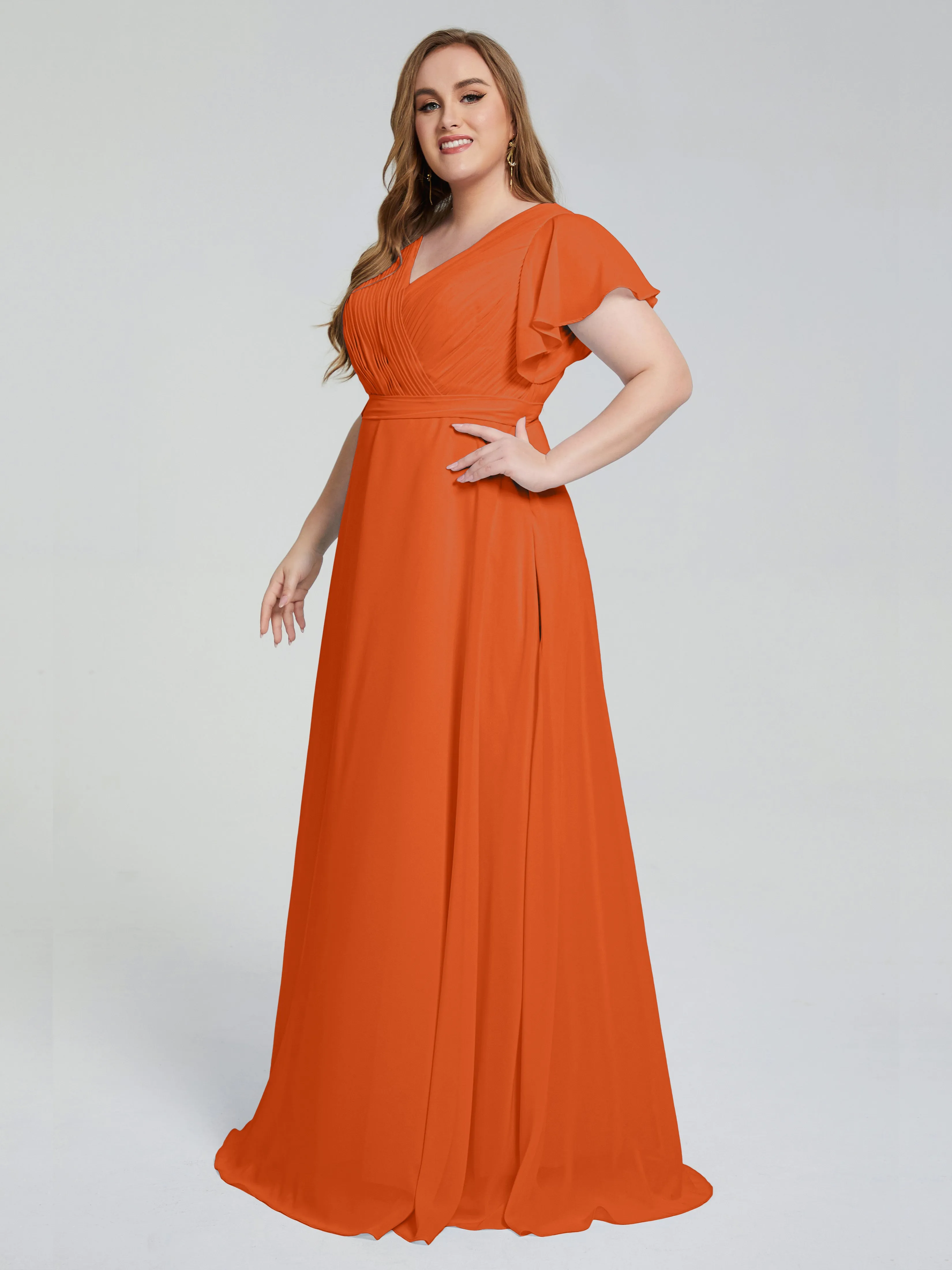 Plus Size Long Bridesmaid Dresses with Sleeves