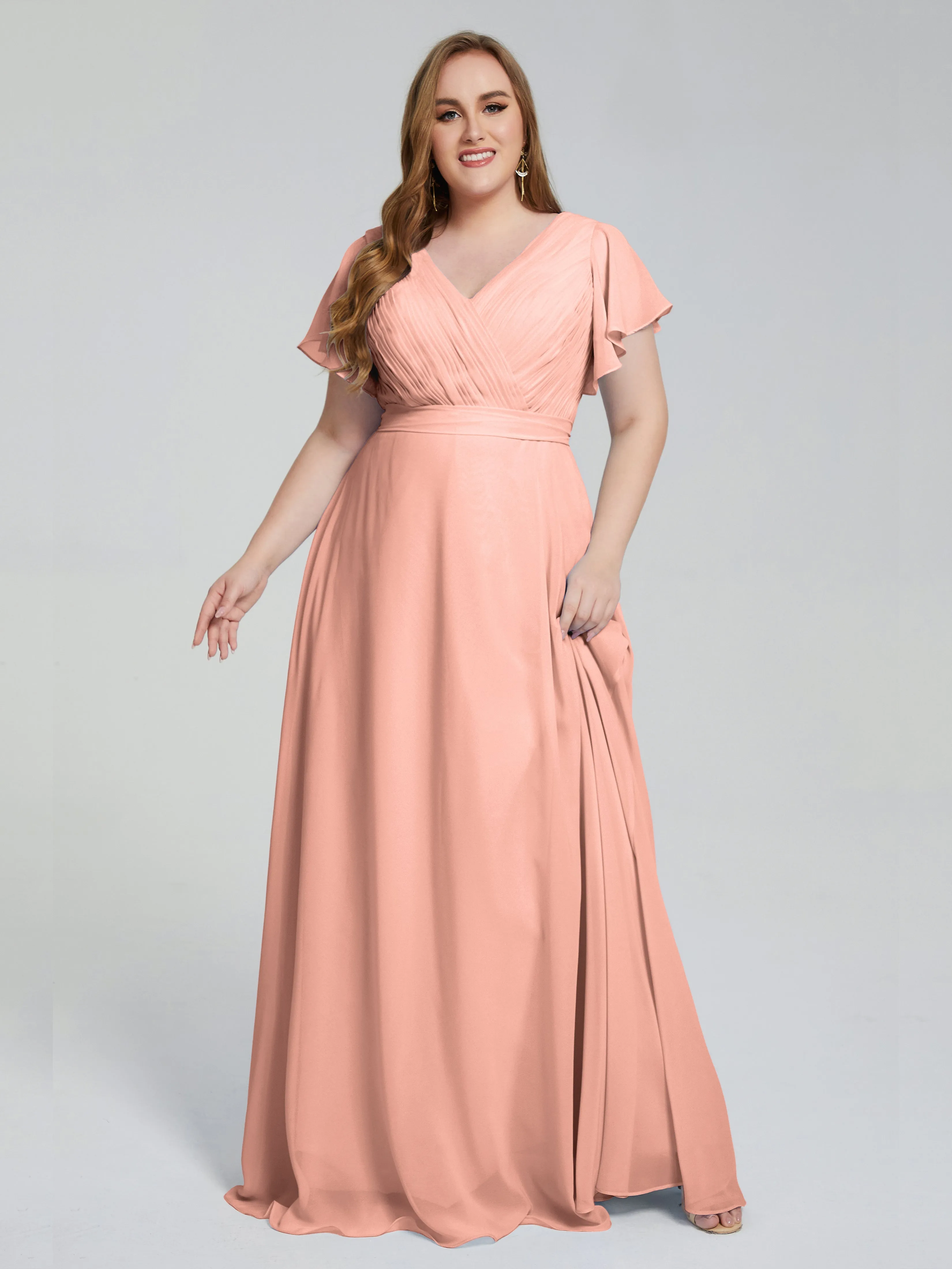 Plus Size Long Bridesmaid Dresses with Sleeves