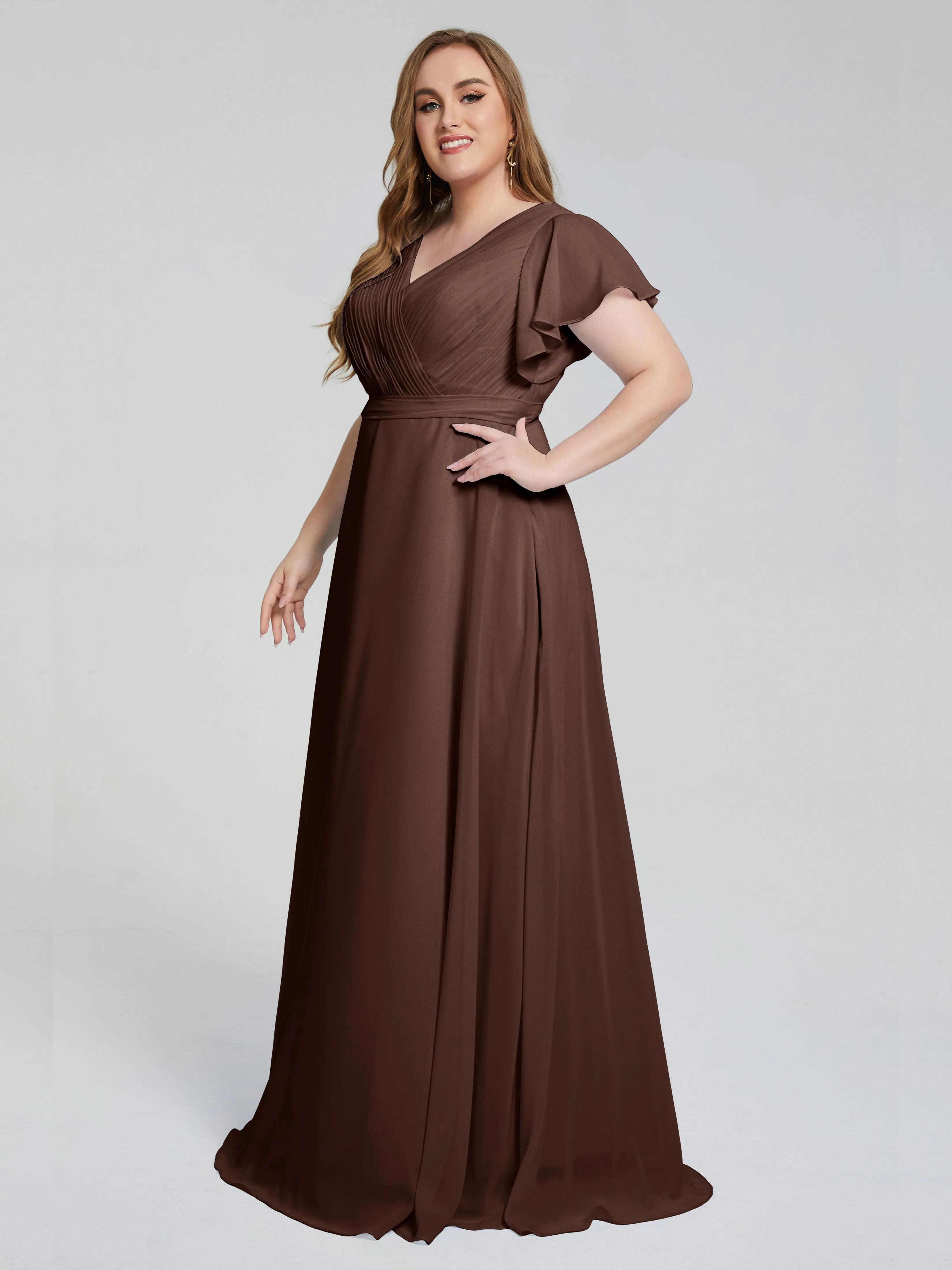 Plus Size Long Bridesmaid Dresses with Sleeves