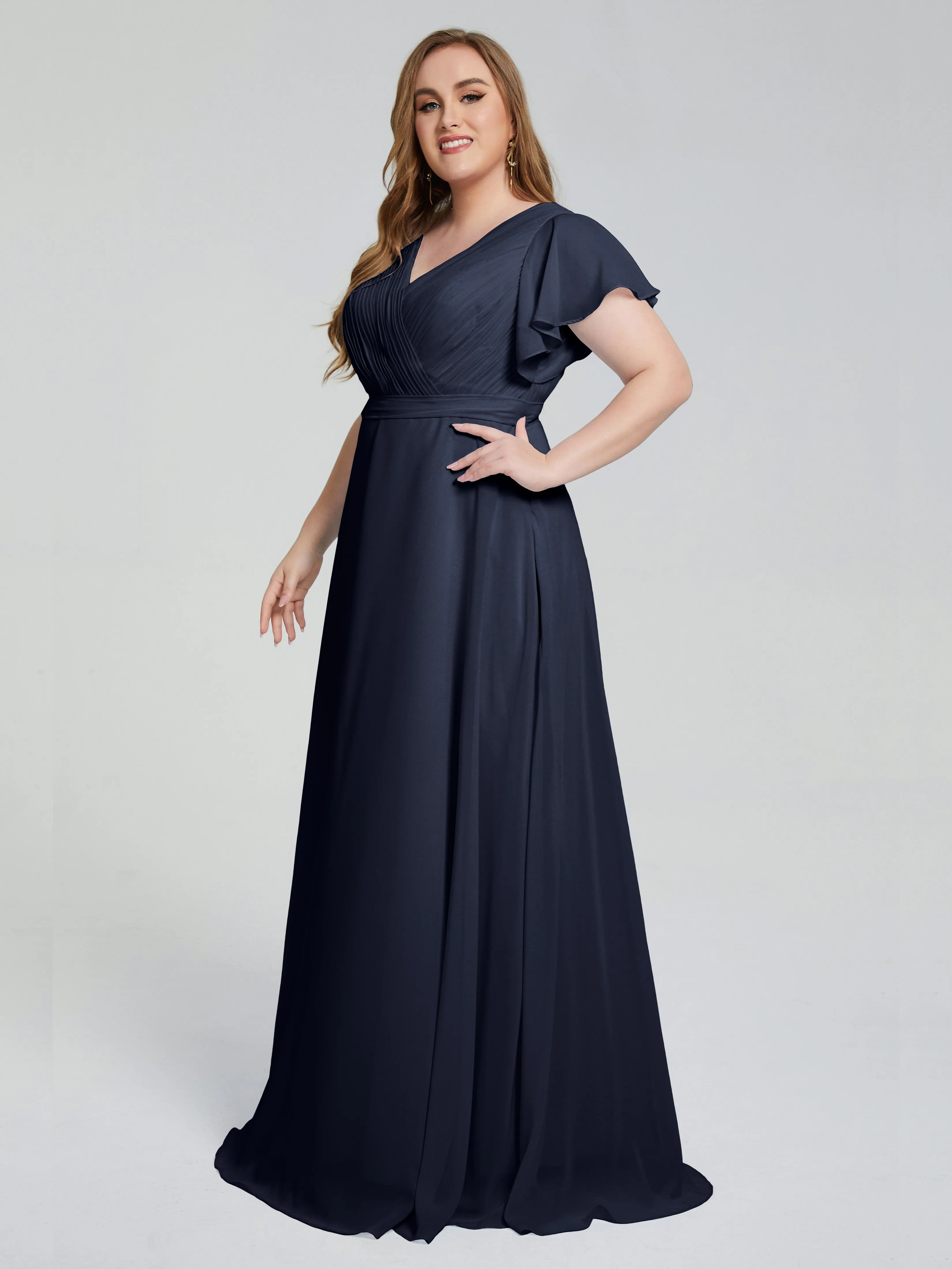 Plus Size Long Bridesmaid Dresses with Sleeves