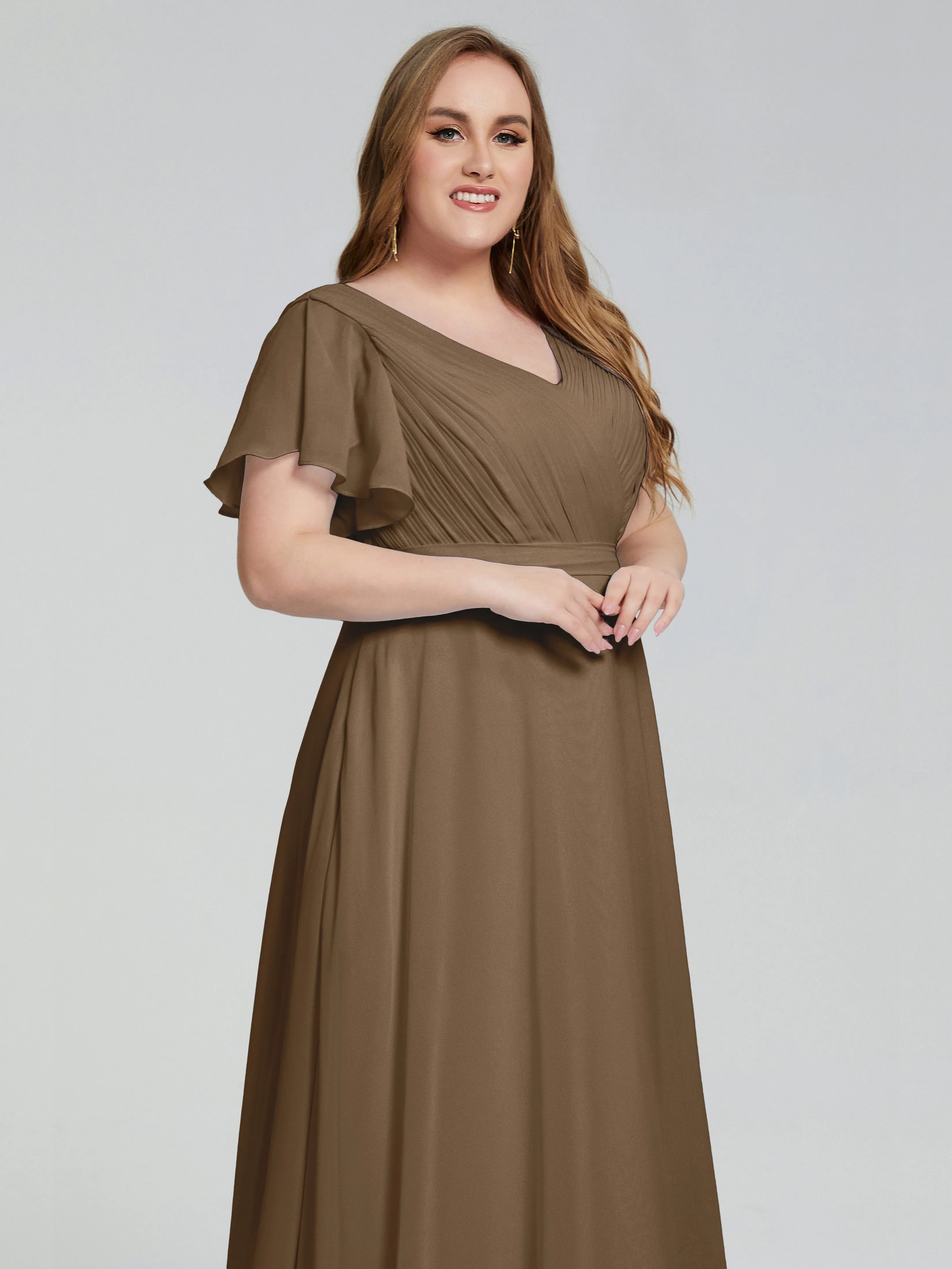 Plus Size Long Bridesmaid Dresses with Sleeves