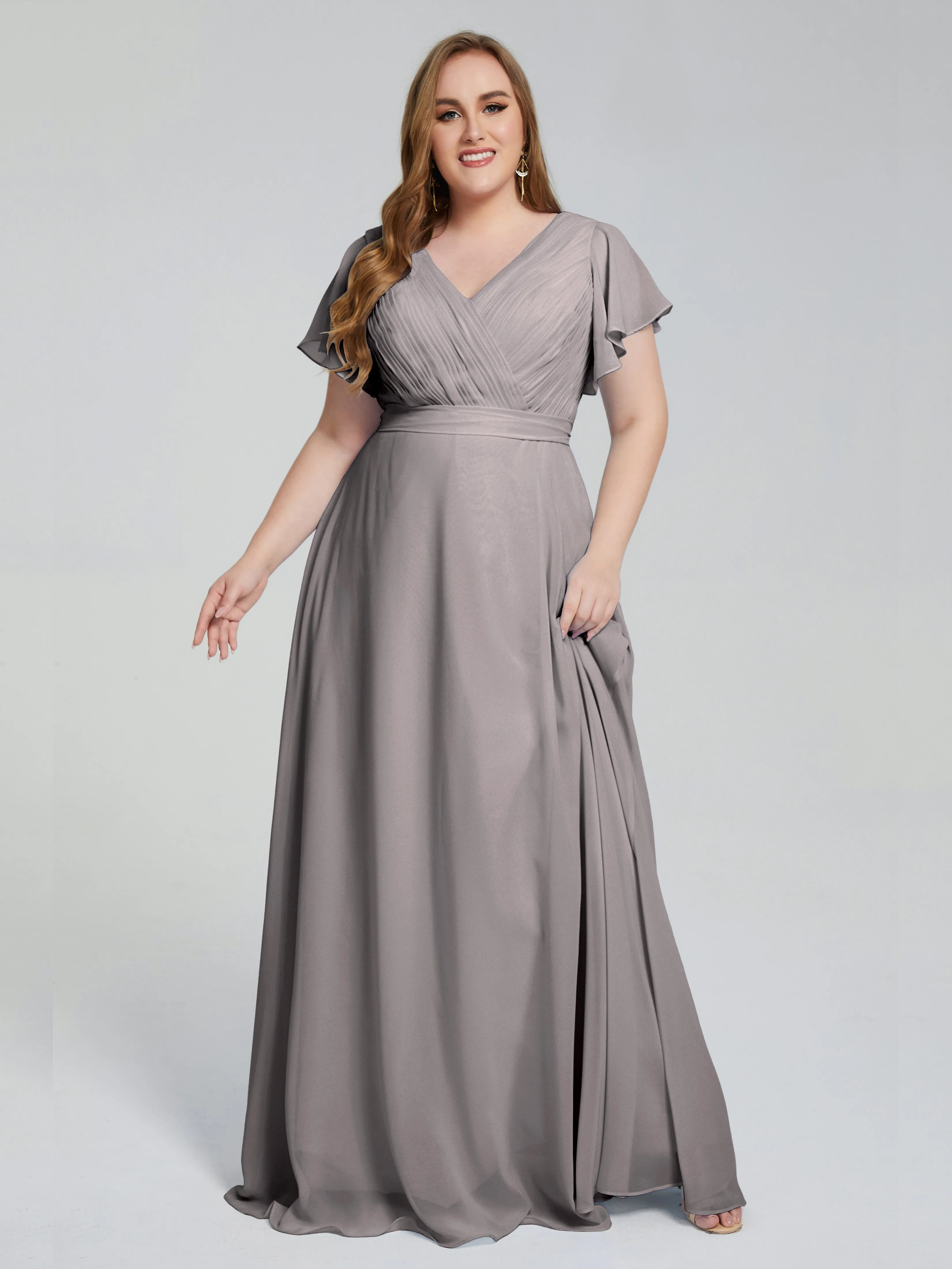 Plus Size Long Bridesmaid Dresses with Sleeves