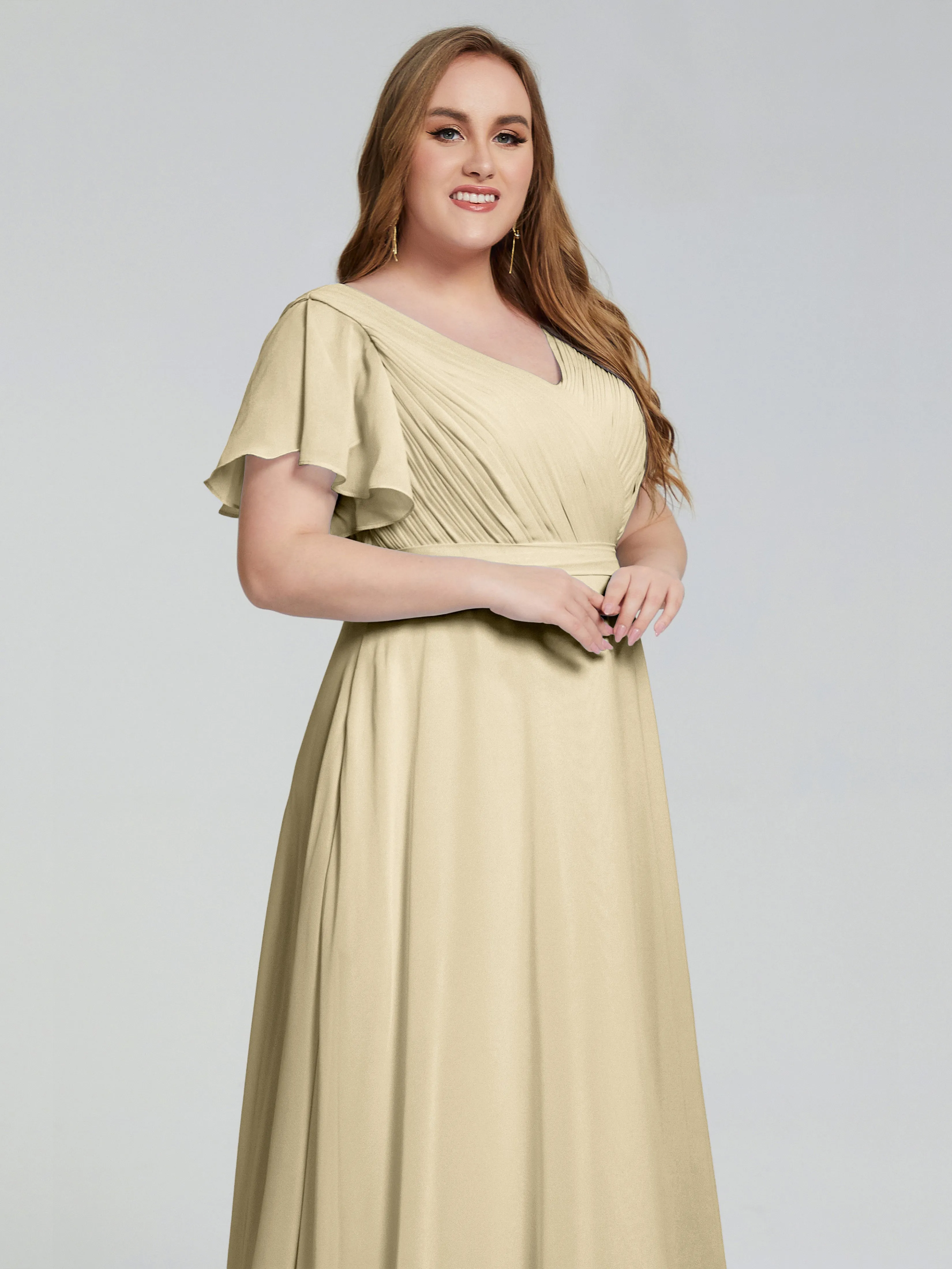 Plus Size Long Bridesmaid Dresses with Sleeves