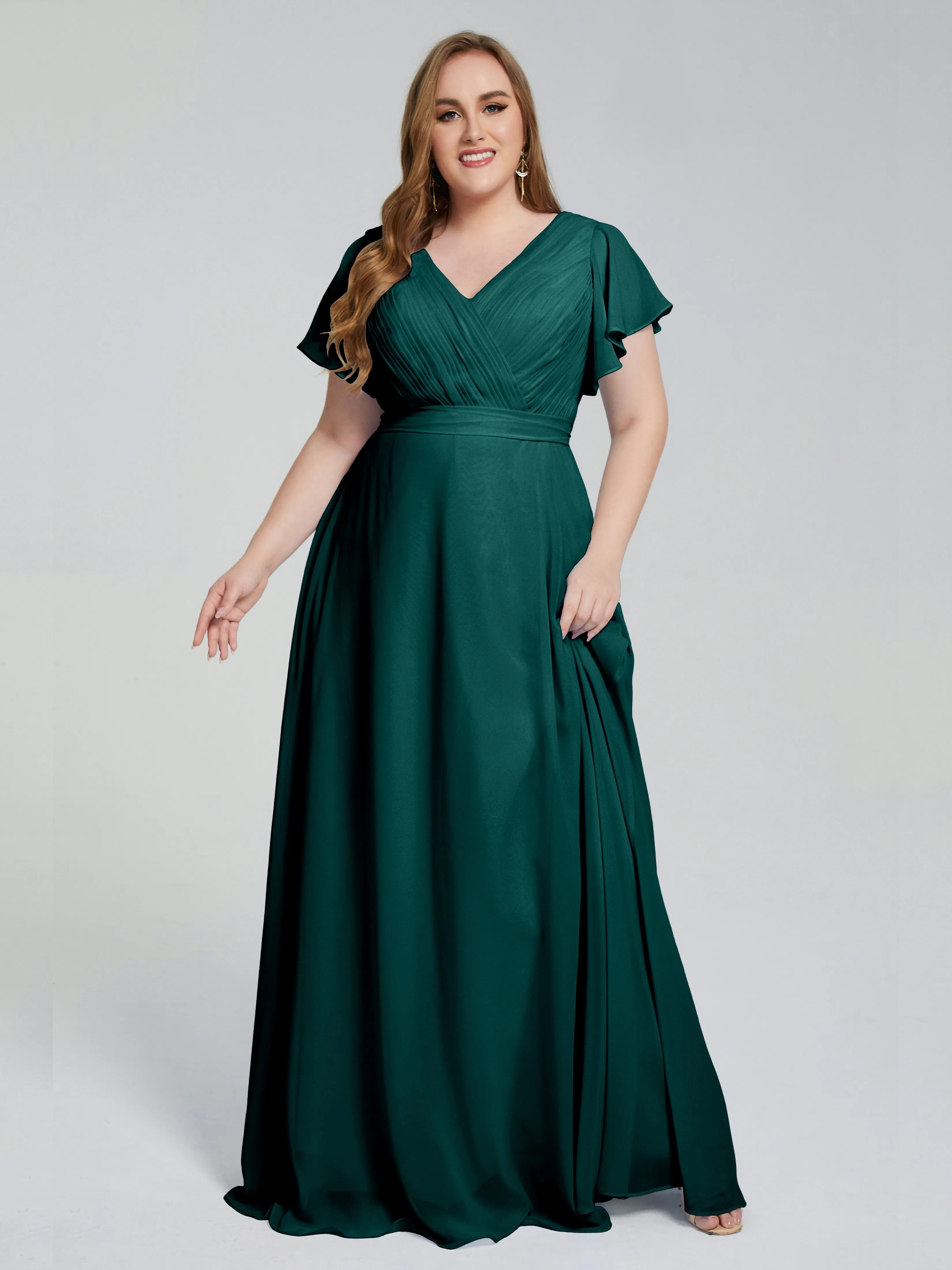 Plus Size Long Bridesmaid Dresses with Sleeves