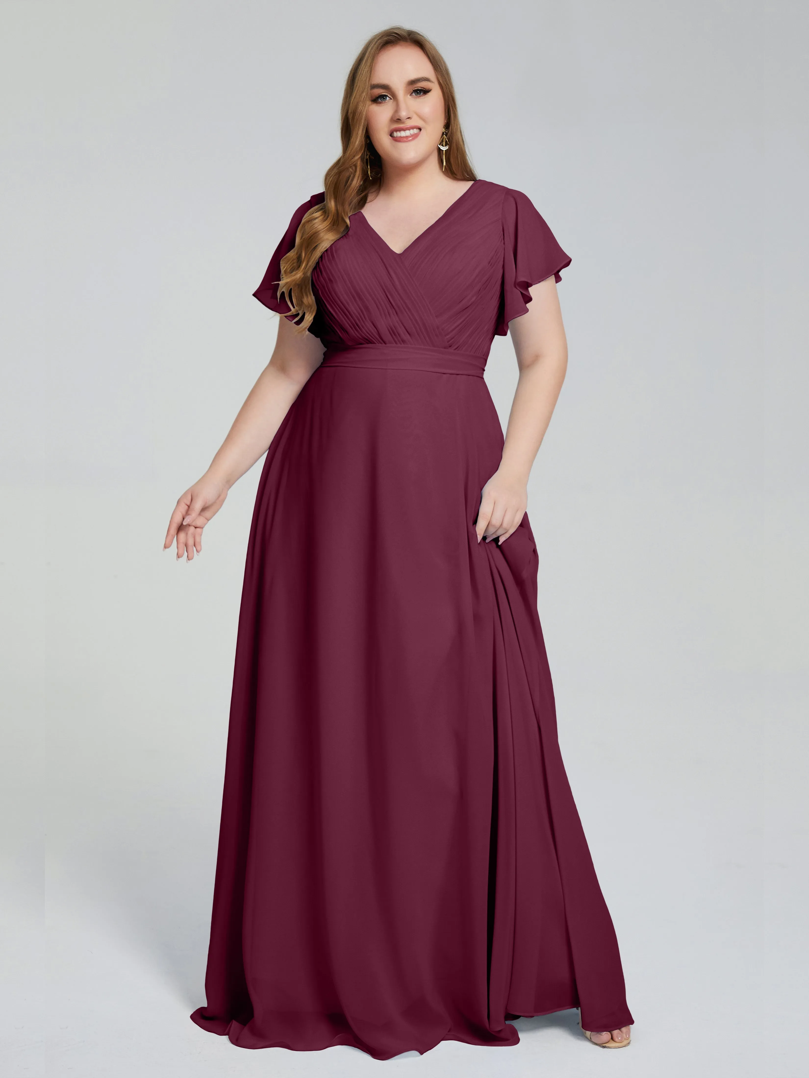 Plus Size Long Bridesmaid Dresses with Sleeves