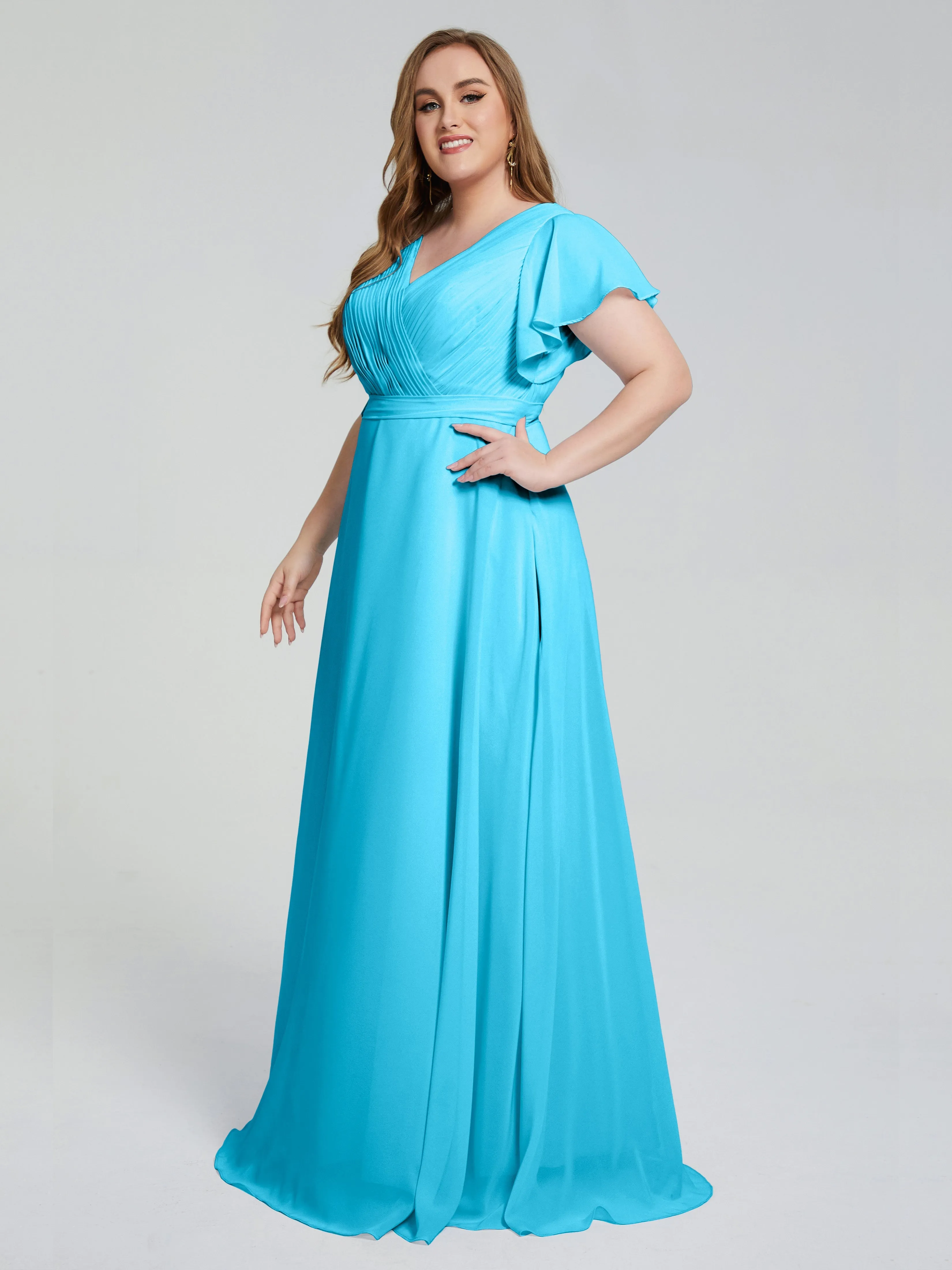 Plus Size Long Bridesmaid Dresses with Sleeves
