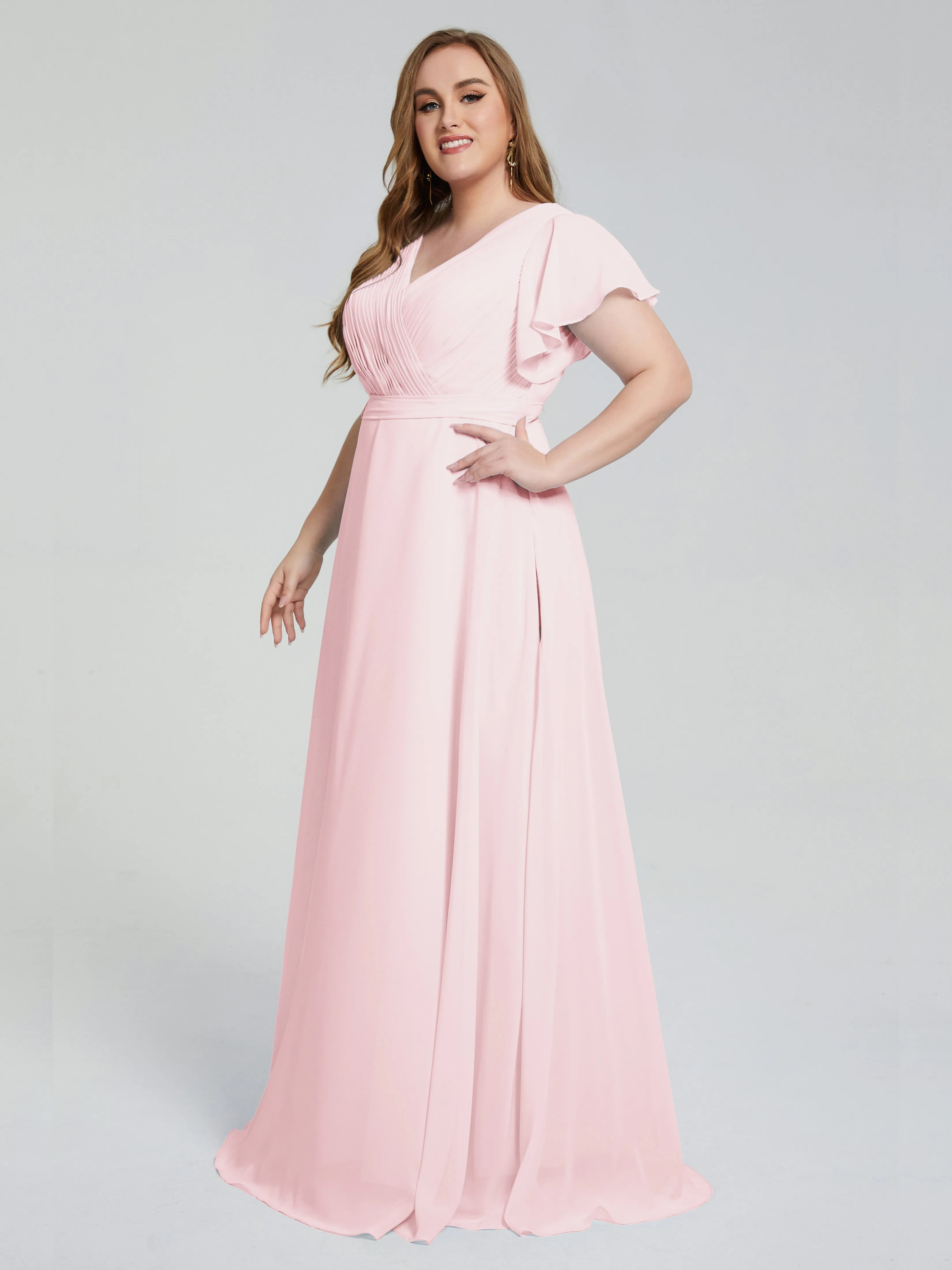 Plus Size Long Bridesmaid Dresses with Sleeves