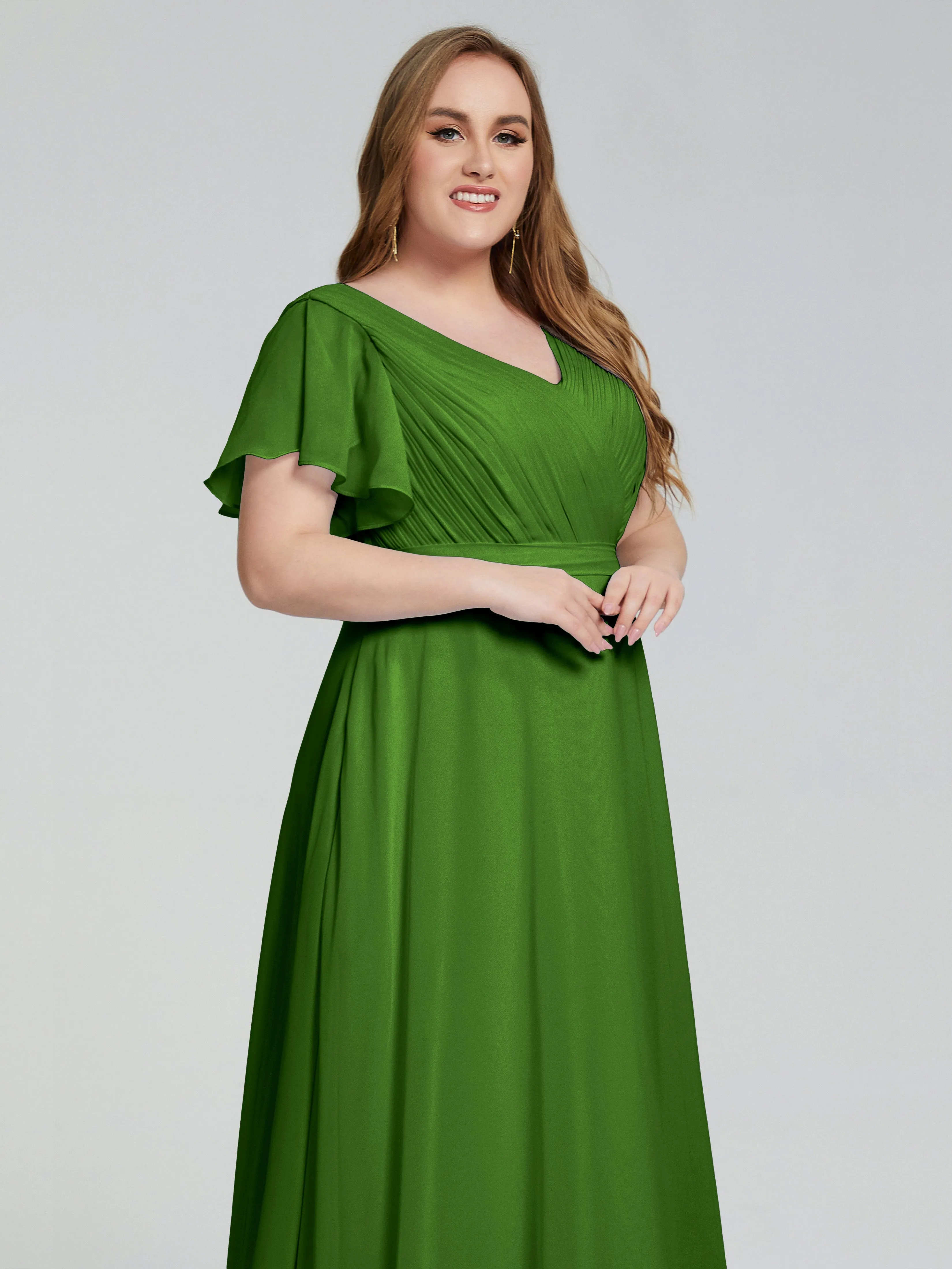 Plus Size Long Bridesmaid Dresses with Sleeves