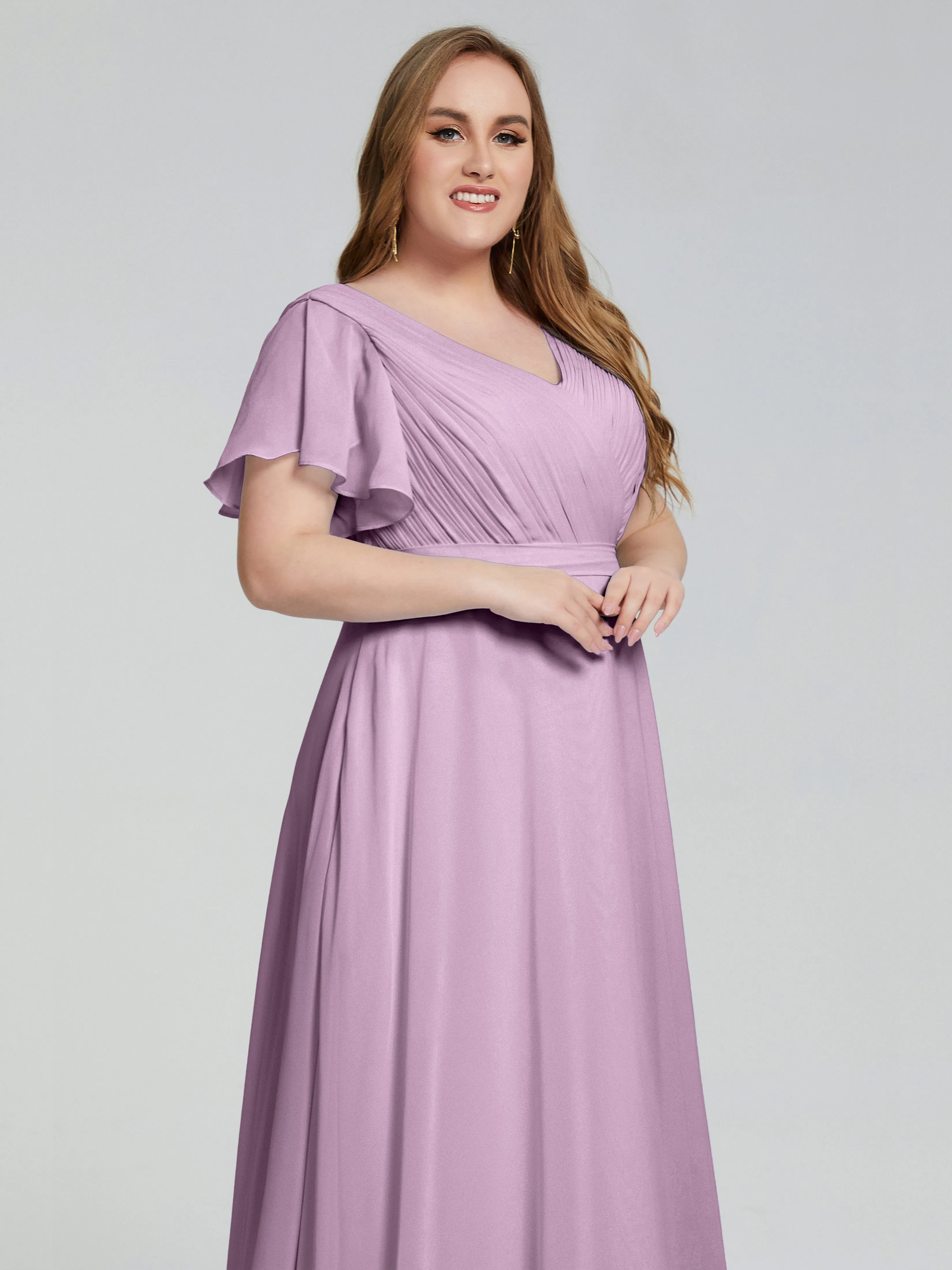 Plus Size Long Bridesmaid Dresses with Sleeves